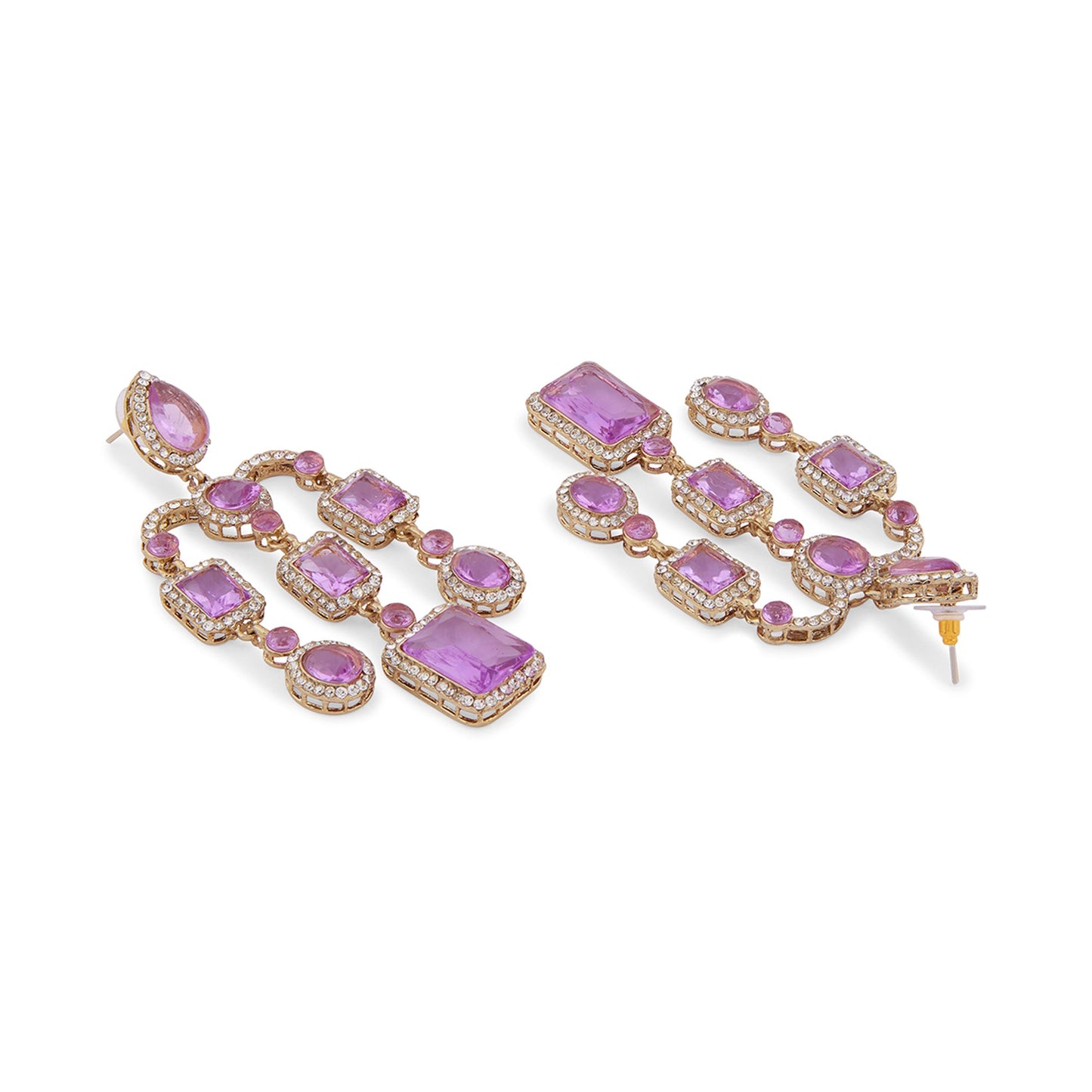Long Chandelier Lavender Crystal Drop Earrings