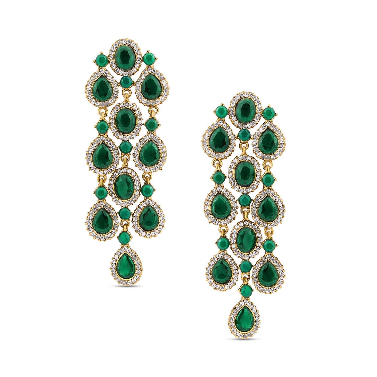 Green Crystal Danglers Earrings