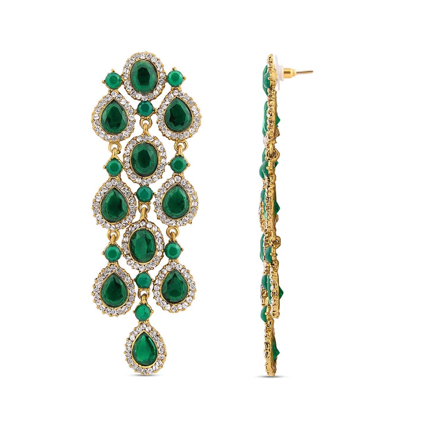 Green Crystal Danglers Earrings