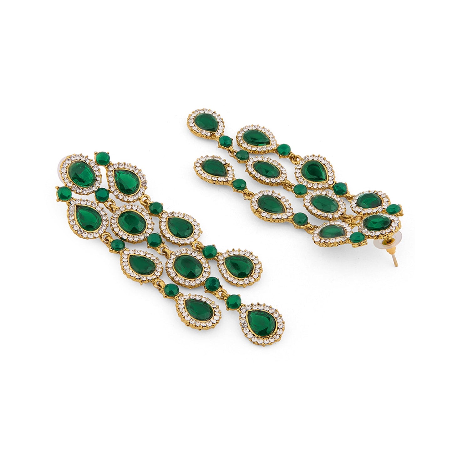 Green Crystal Danglers Earrings