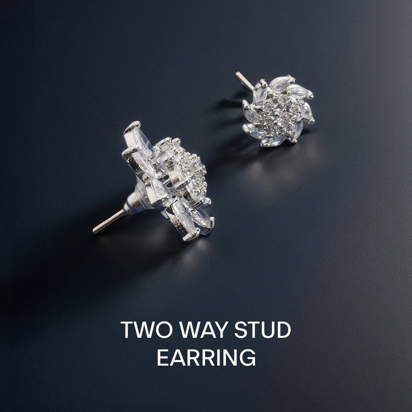 Silver flower-shaped Two-Way Stud Earrings