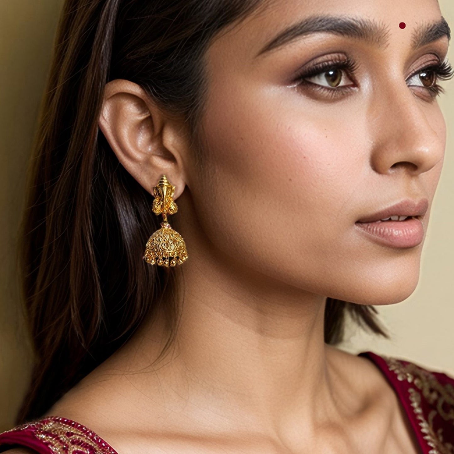 Golden Ganesha Jhumka Earring