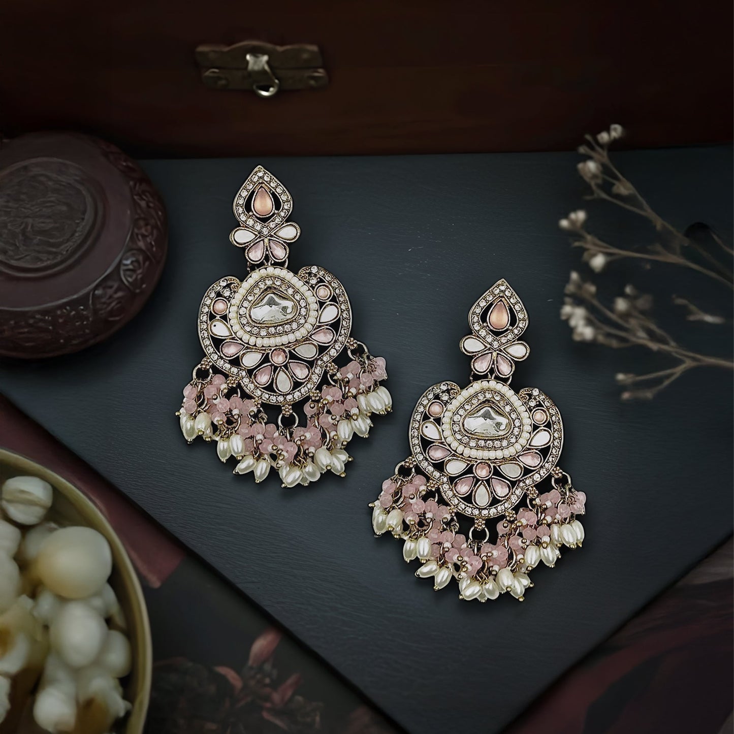 Pink Stone Chandbalis