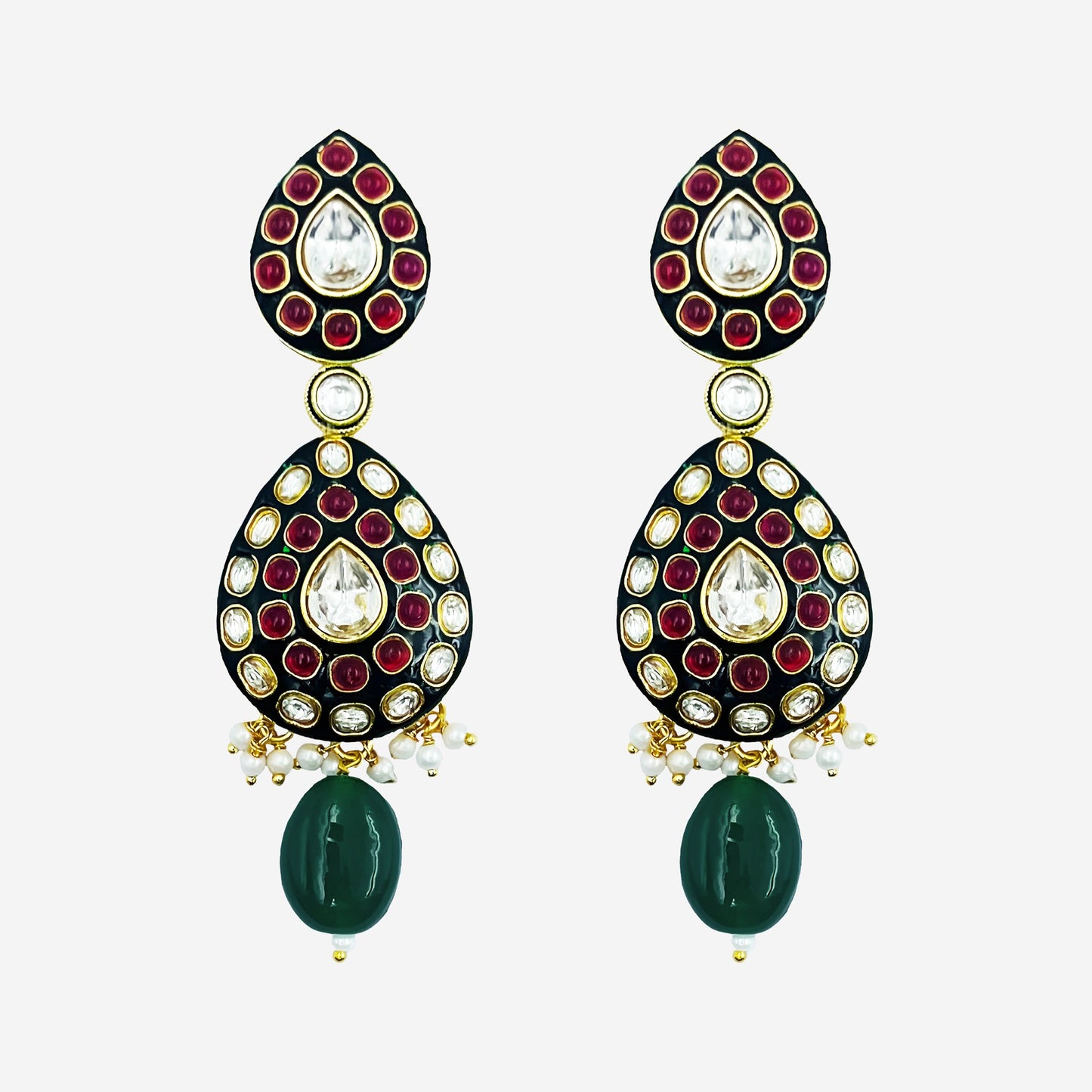 Green Polki Studded Jewellery Set