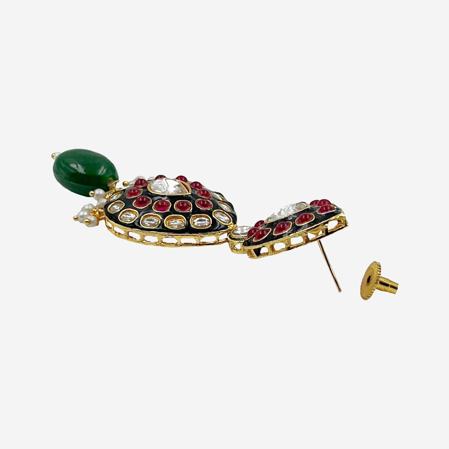 Green Polki Studded Jewellery Set