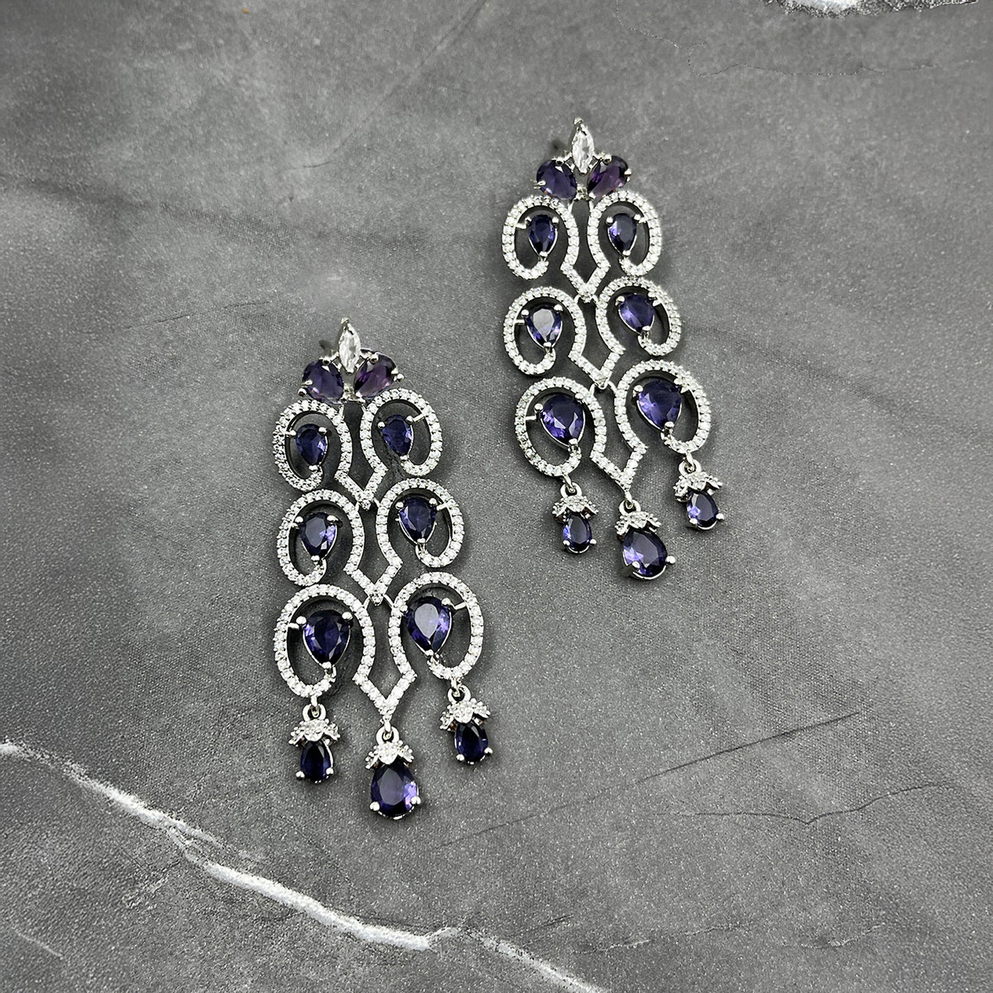 Cubic Zirconia AD Studded Dangler Earrings