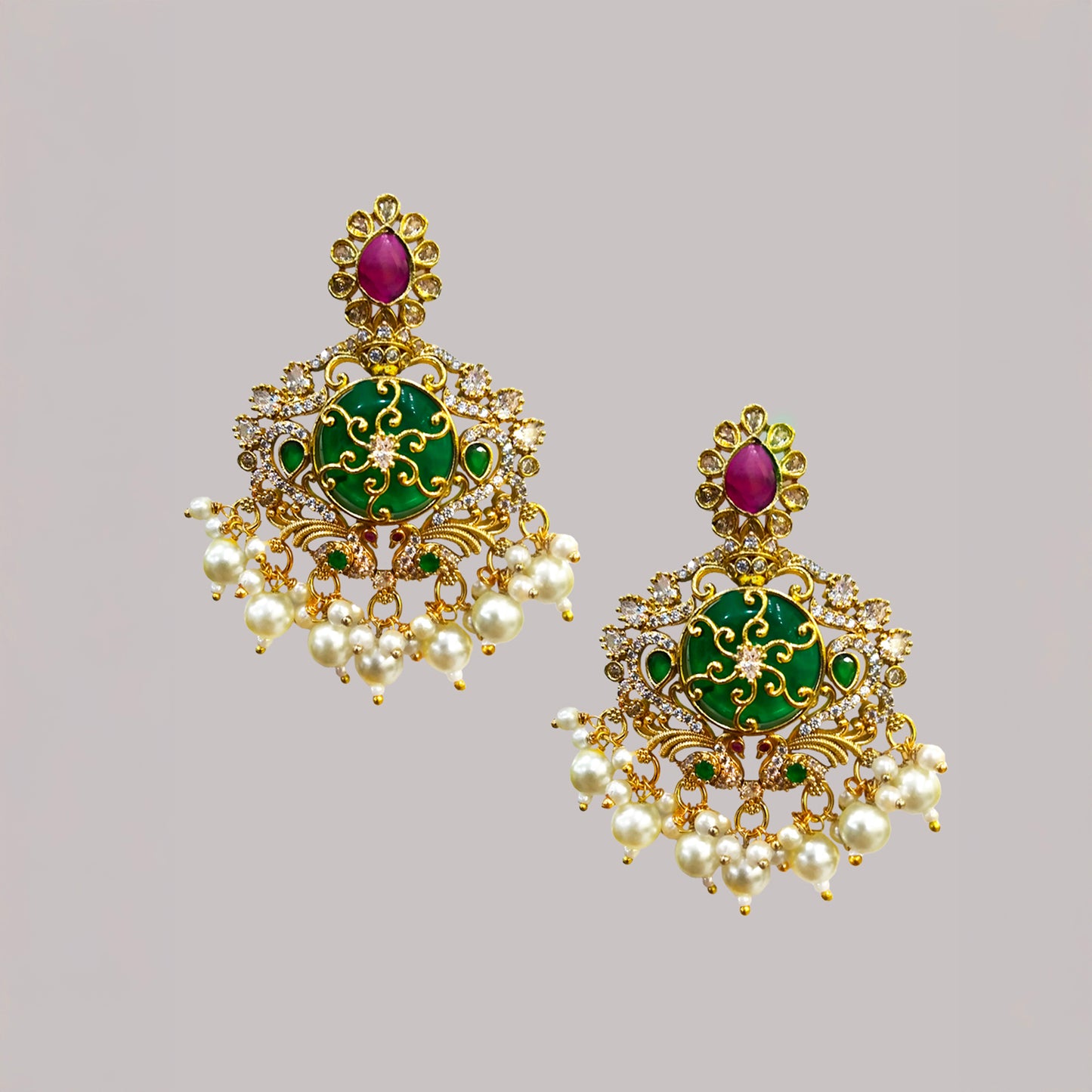 Emerald Rani Gold Earring