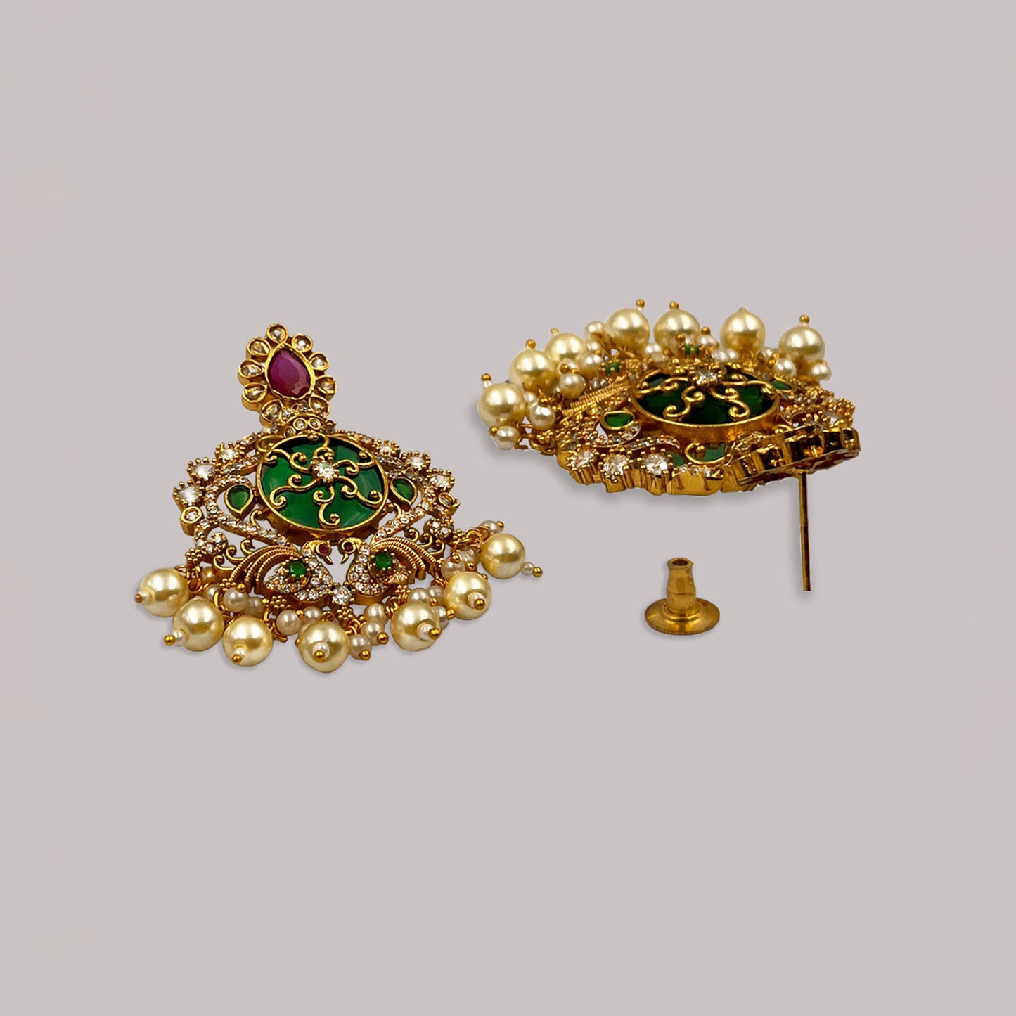 Emerald Rani Gold Earring