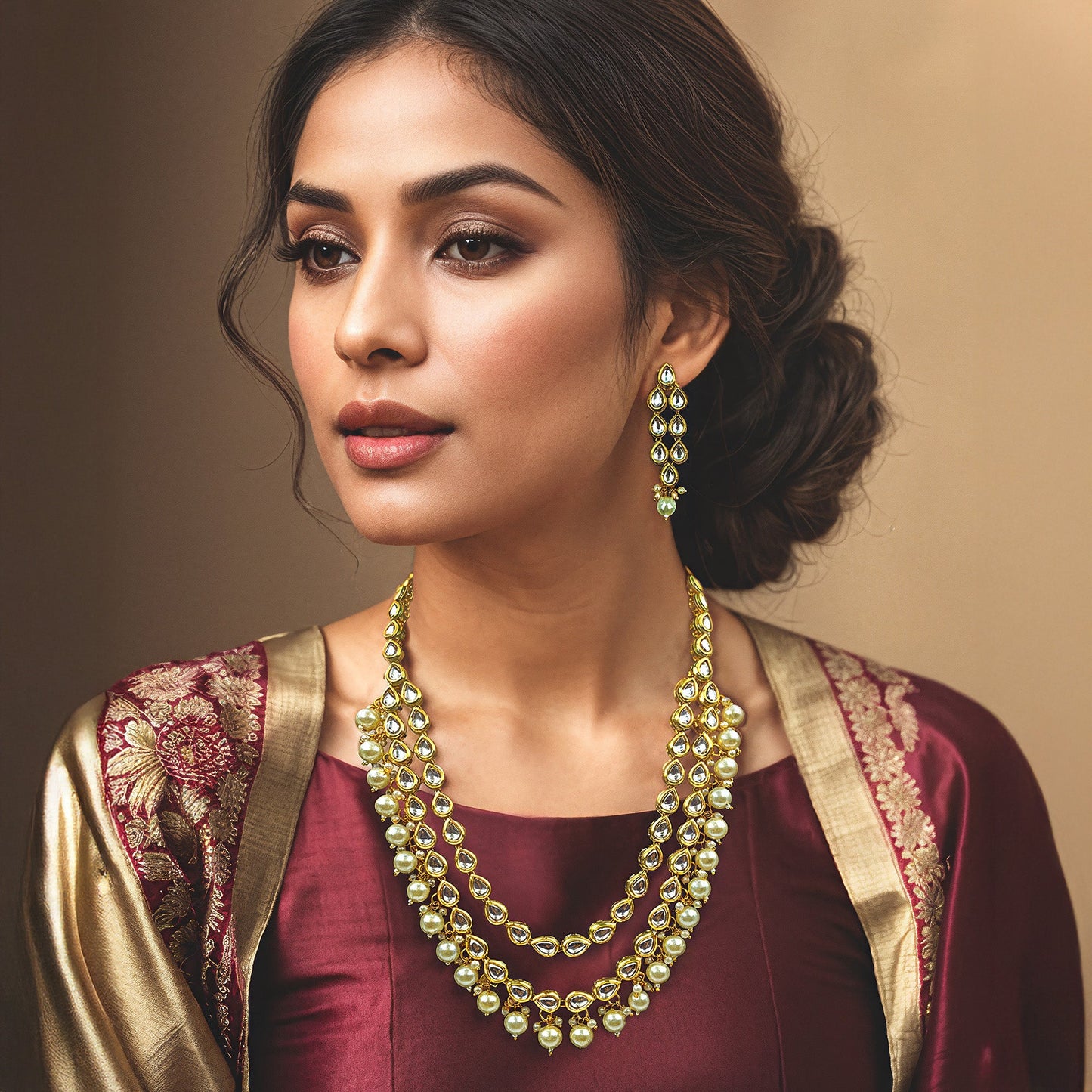 Meenakari Kundan Studded Layered Necklace Set