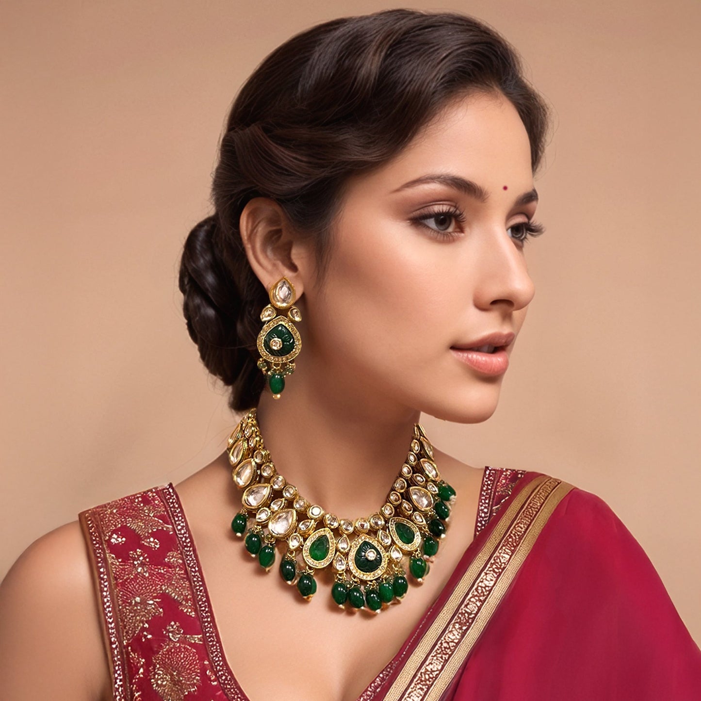Kundan Meenakari Gold Jewellery Set