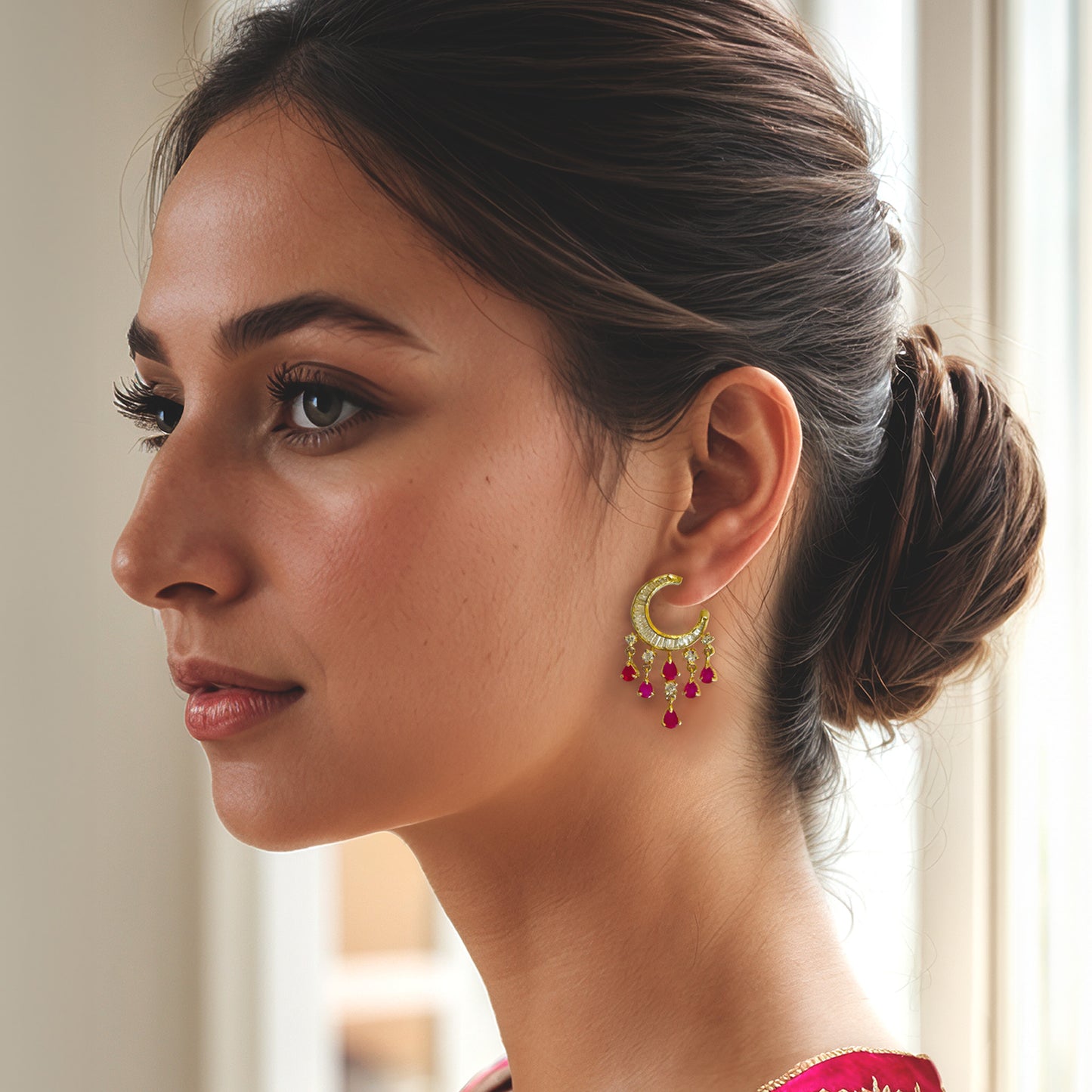 Amara Ruby Pink Drop Earrings