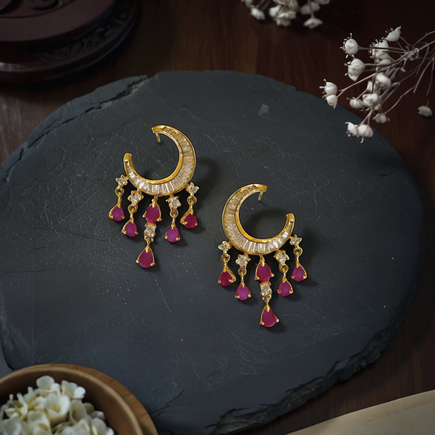 Amara Ruby Pink Drop Earrings