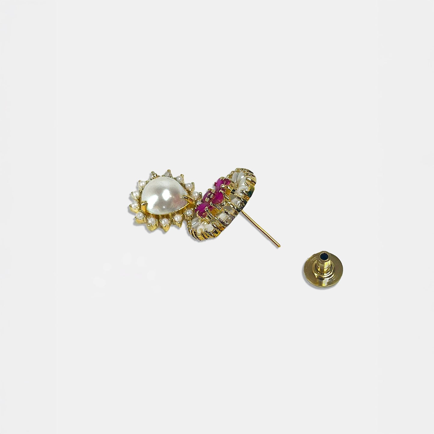 Cubic Zirconia AD Studded Perla Short Drop Earrings