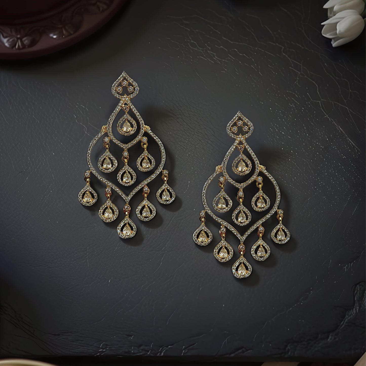 Zara Gold TwoTone Chandlier Earring