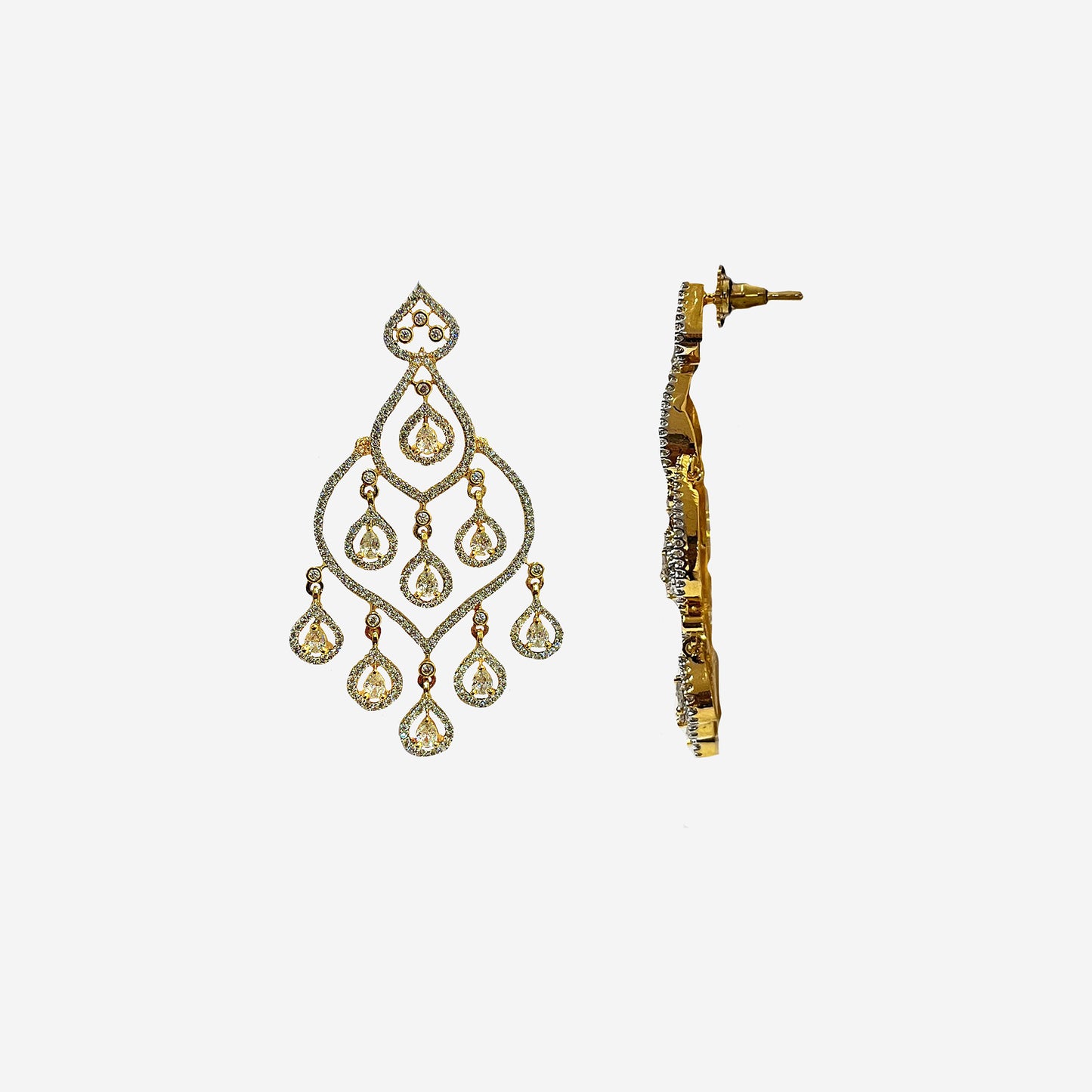Zara Gold TwoTone Chandlier Earring