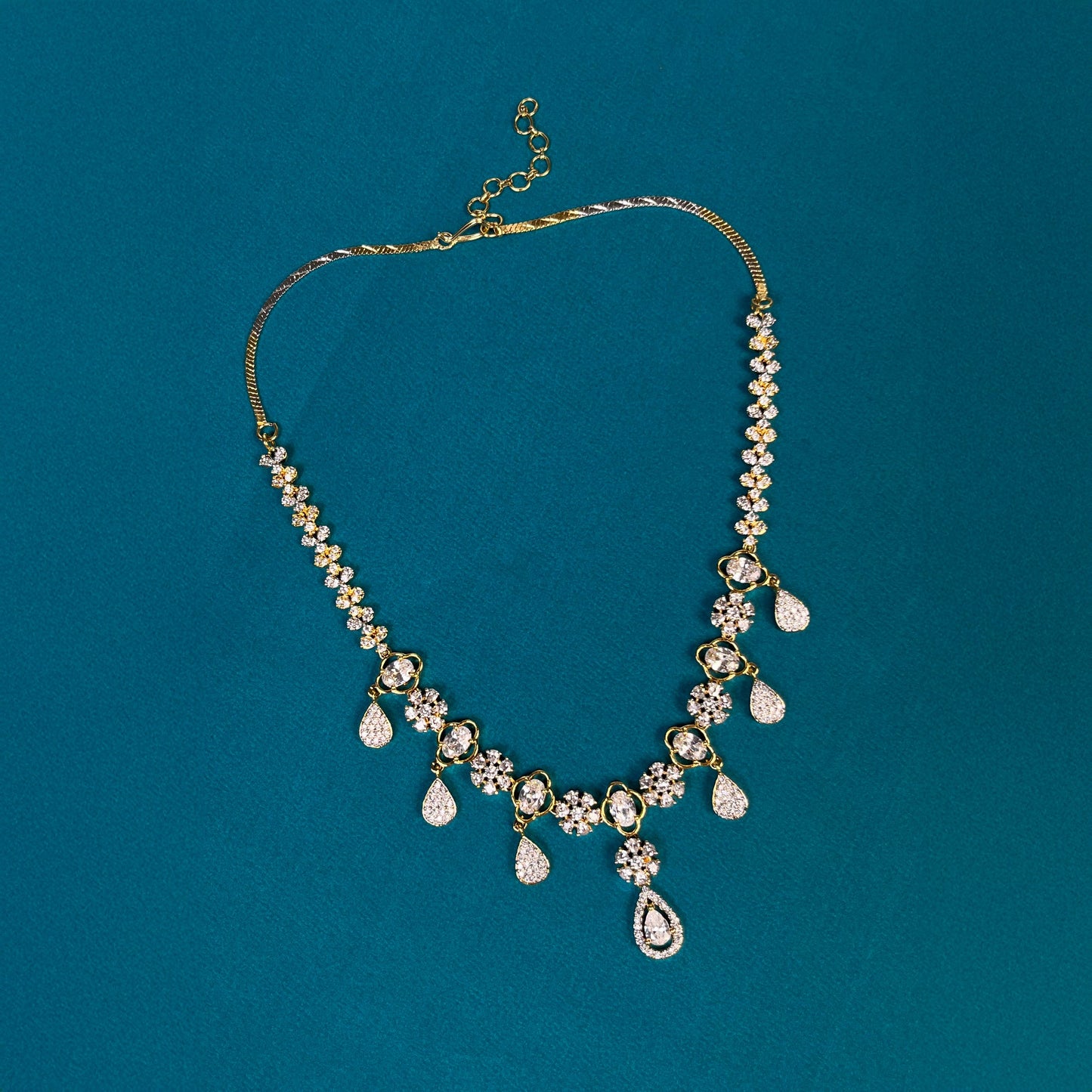 Gold Ophelia Two Tone Waterfall Necklace set