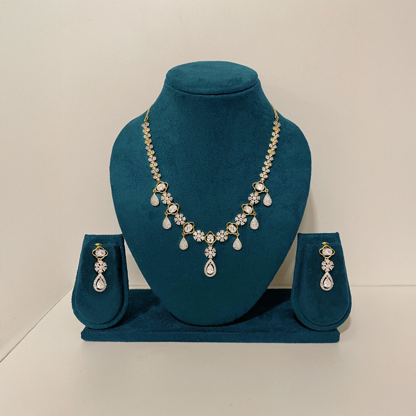 Gold Ophelia Two Tone Waterfall Necklace set