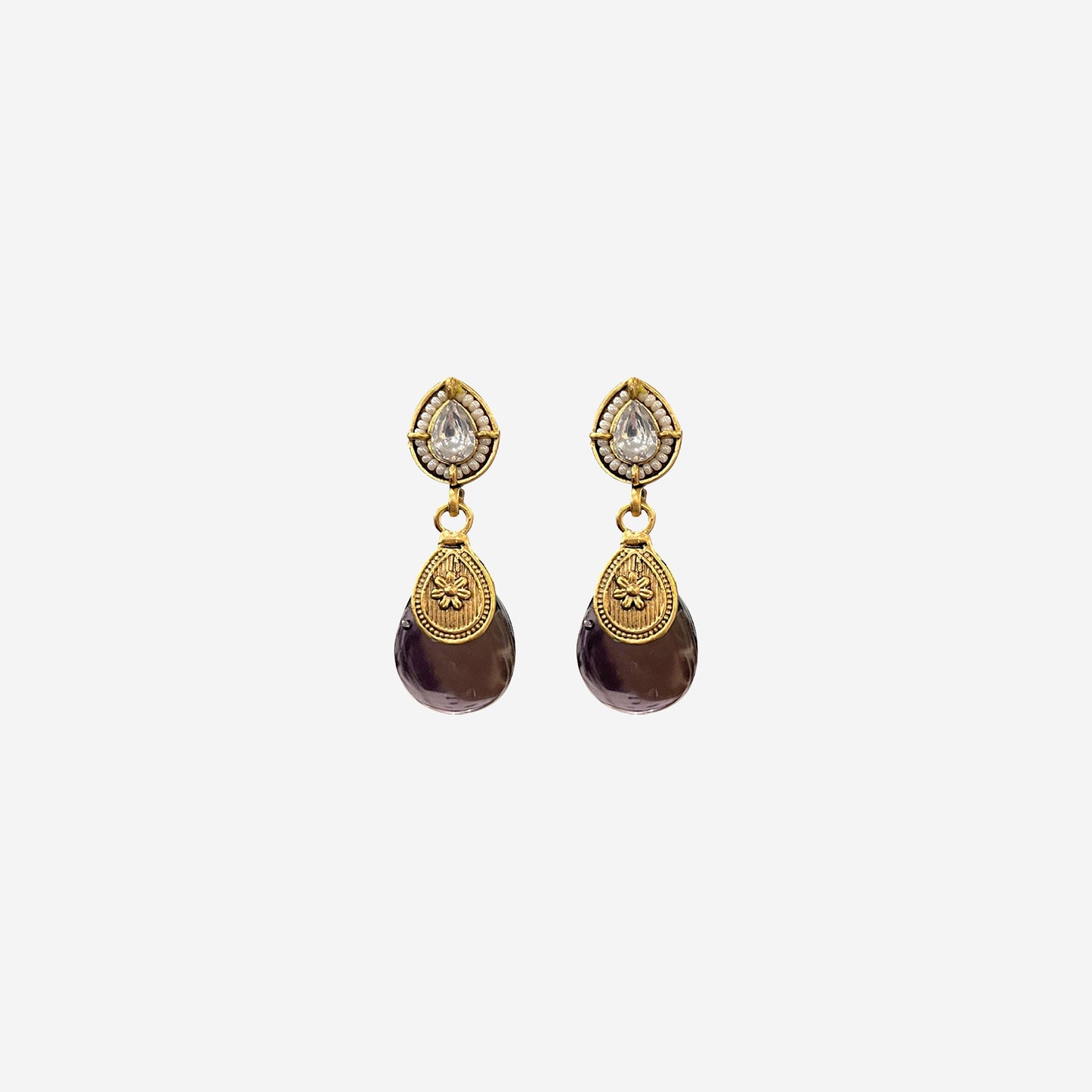 Jeevika Purple Drop Necklace Set