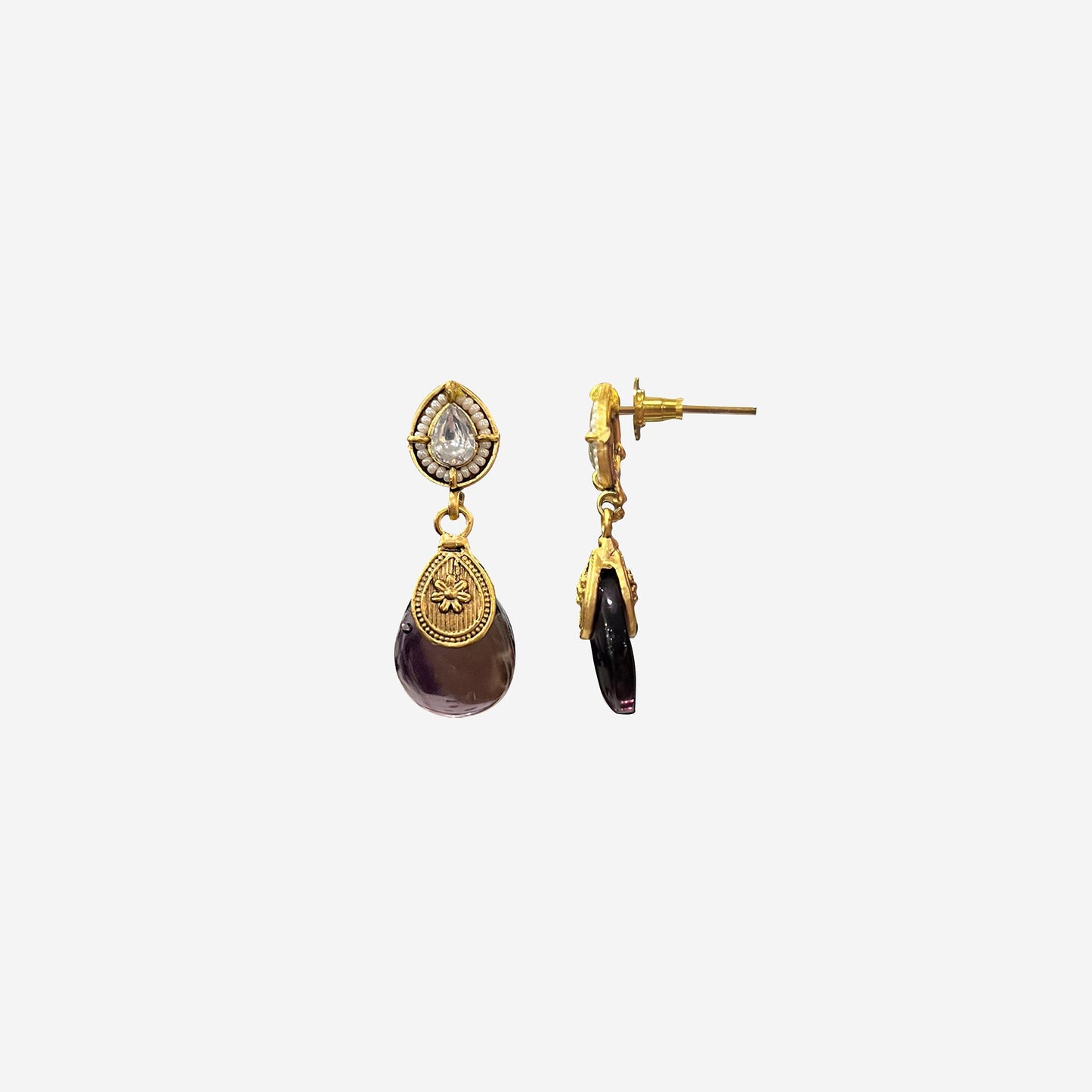 Jeevika Purple Drop Necklace Set