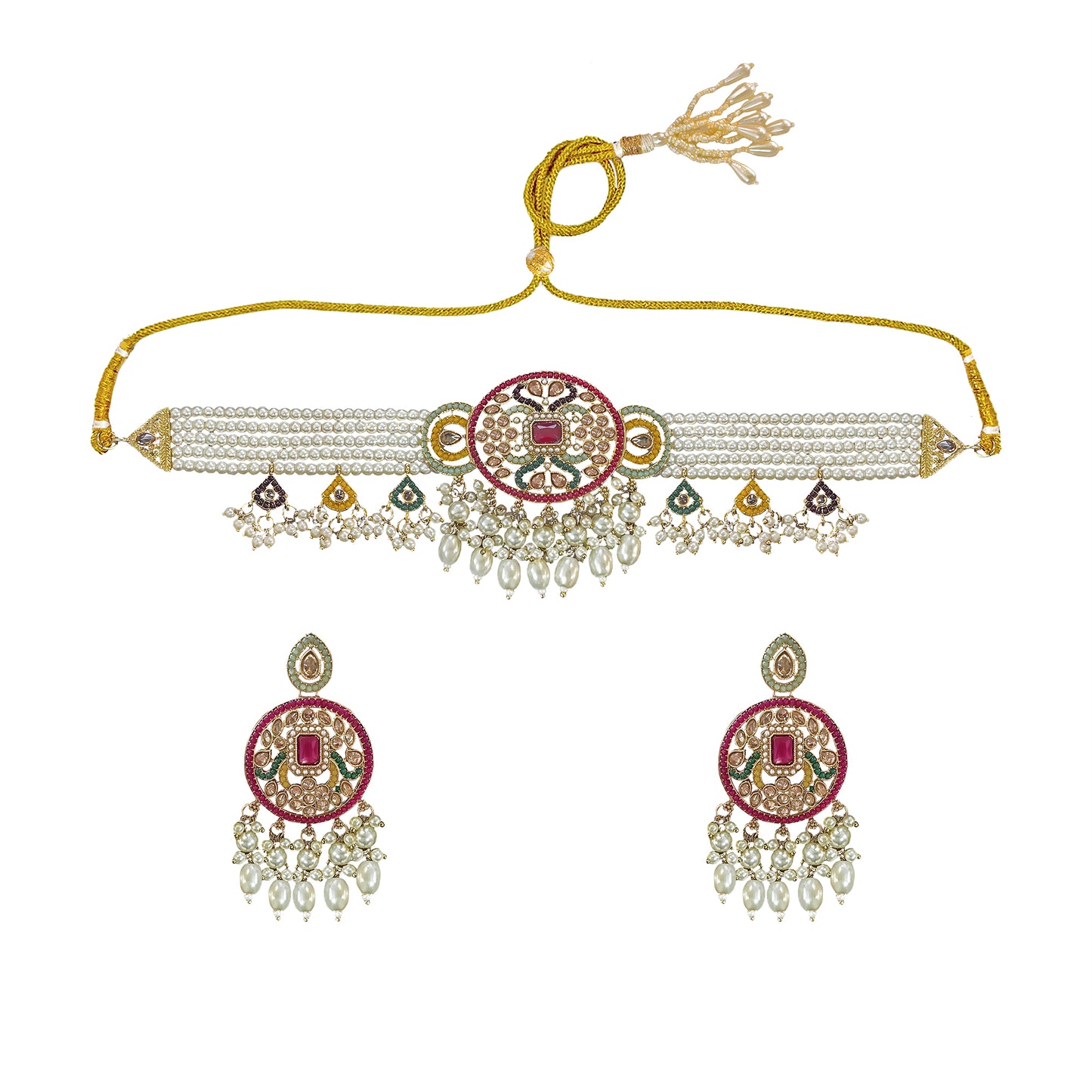 Jahanara Multi Colour Pearl Choker