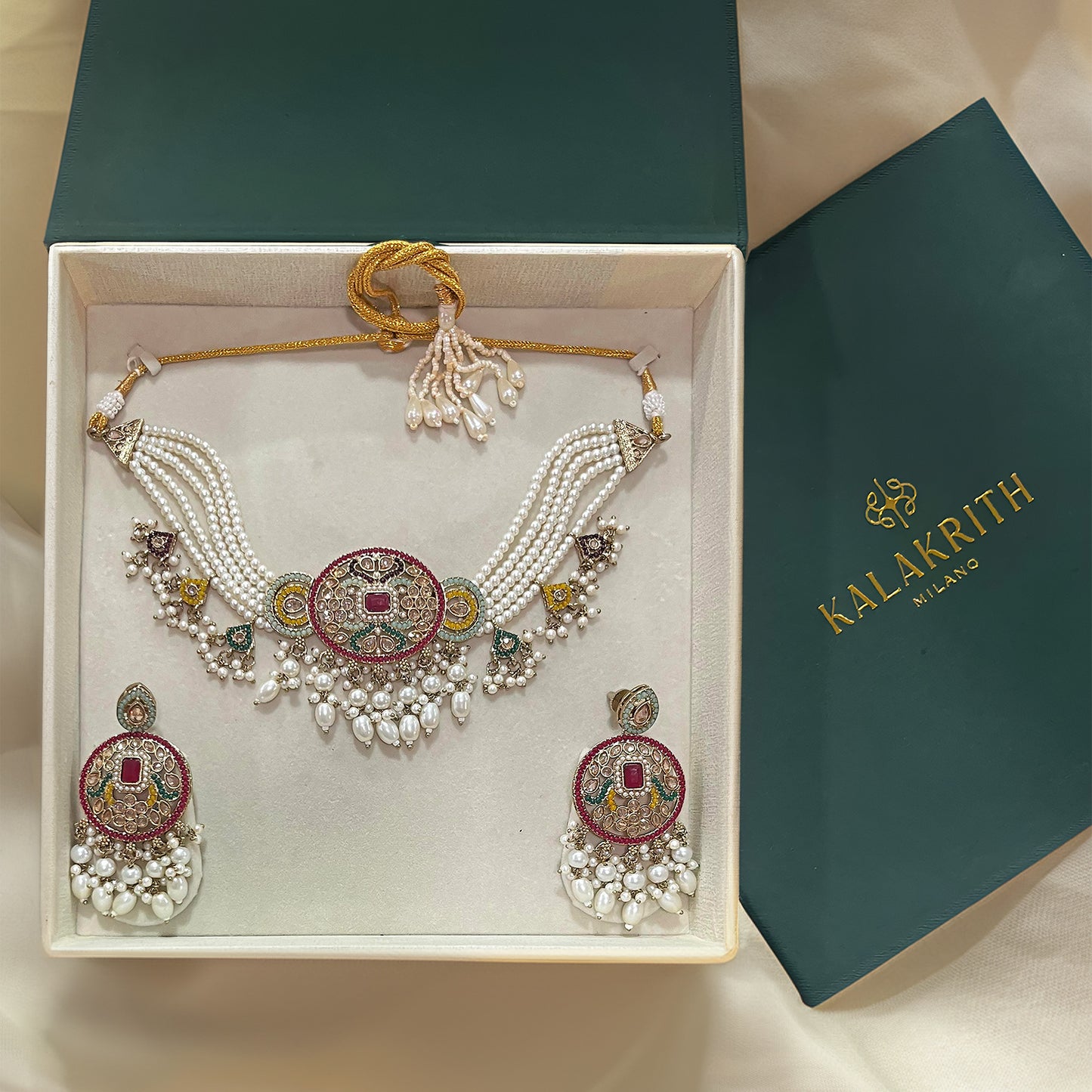 Jahanara Multi Colour Pearl Choker