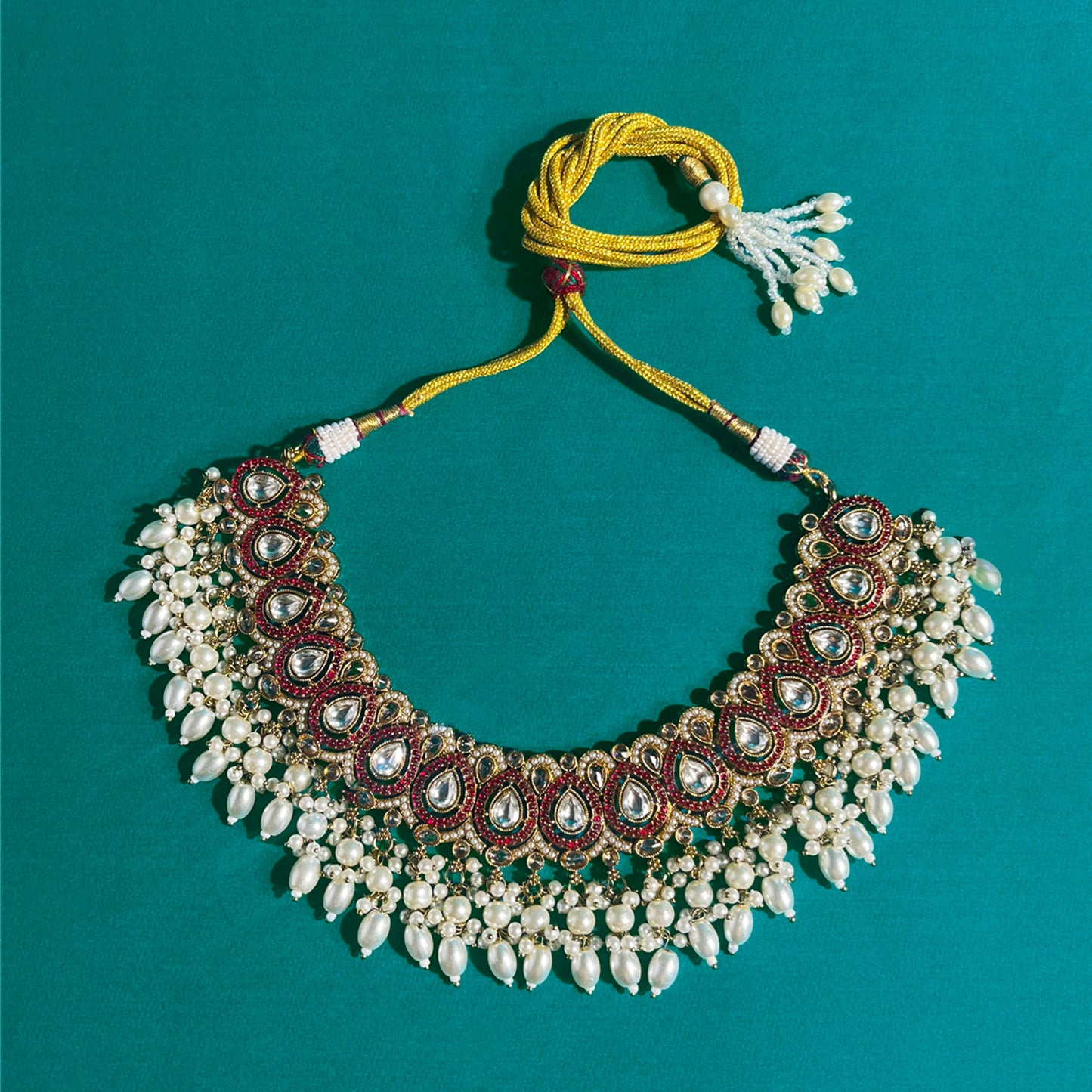 Aziza Begum Ruby and Pearl Necklace Set