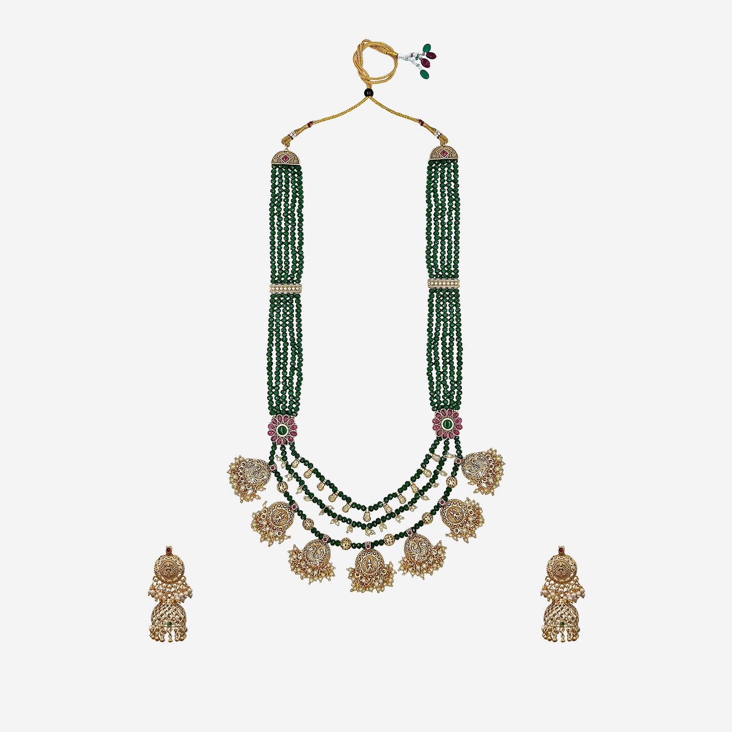 Rajvi Multilayer Green Beaded Necklace Set