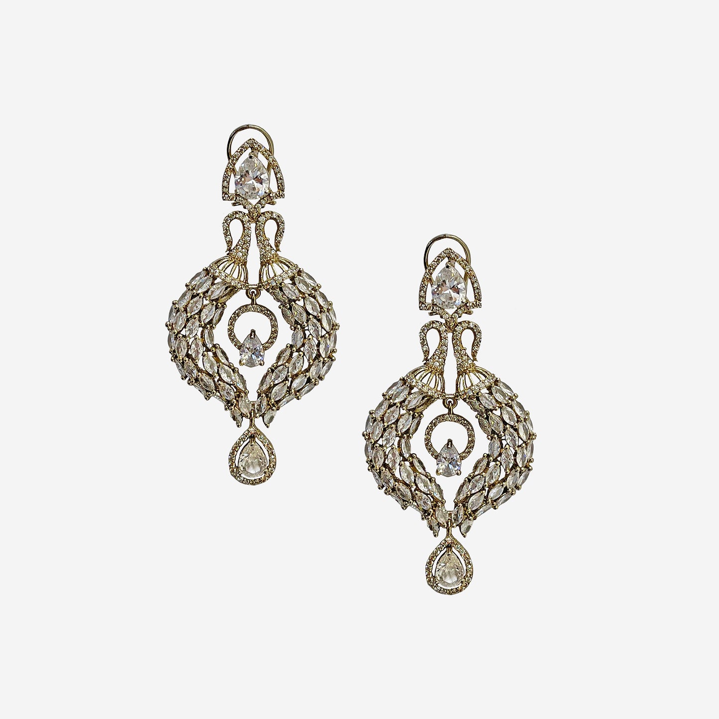 Mahira Gold Pear Drop Danglers Earrings