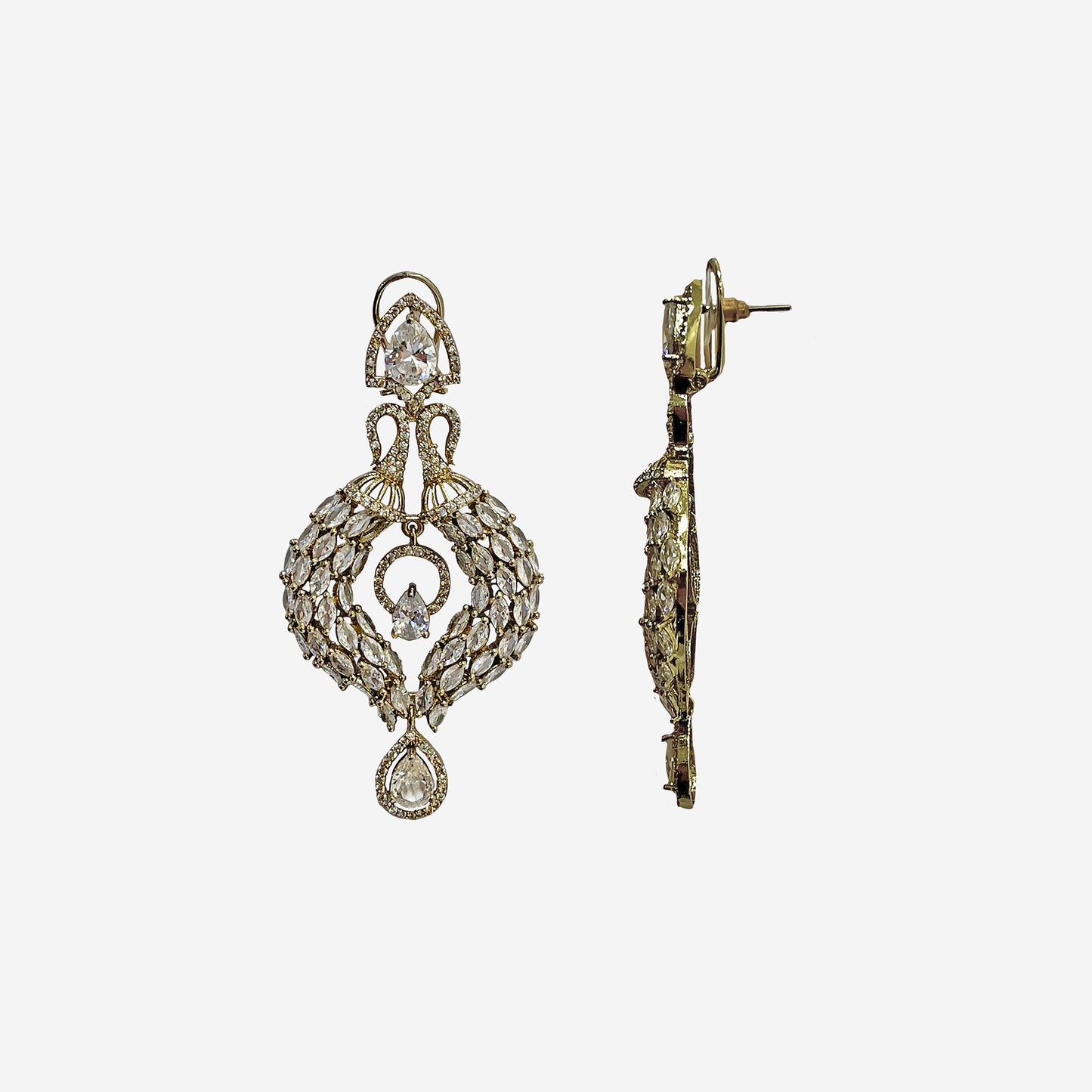 Mahira Gold Pear Drop Danglers Earrings