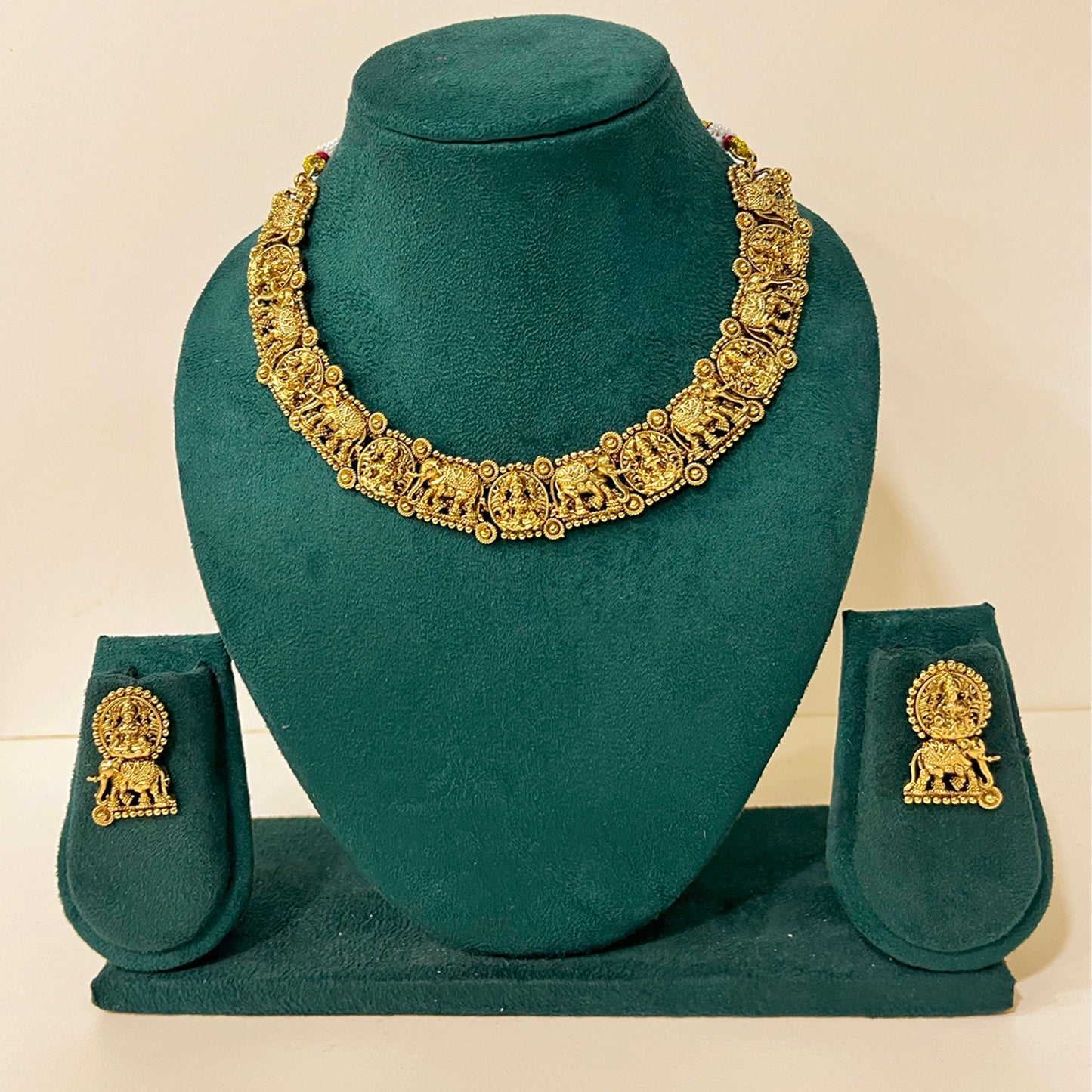 Gajalaxmi Gold Temple Necklace Set