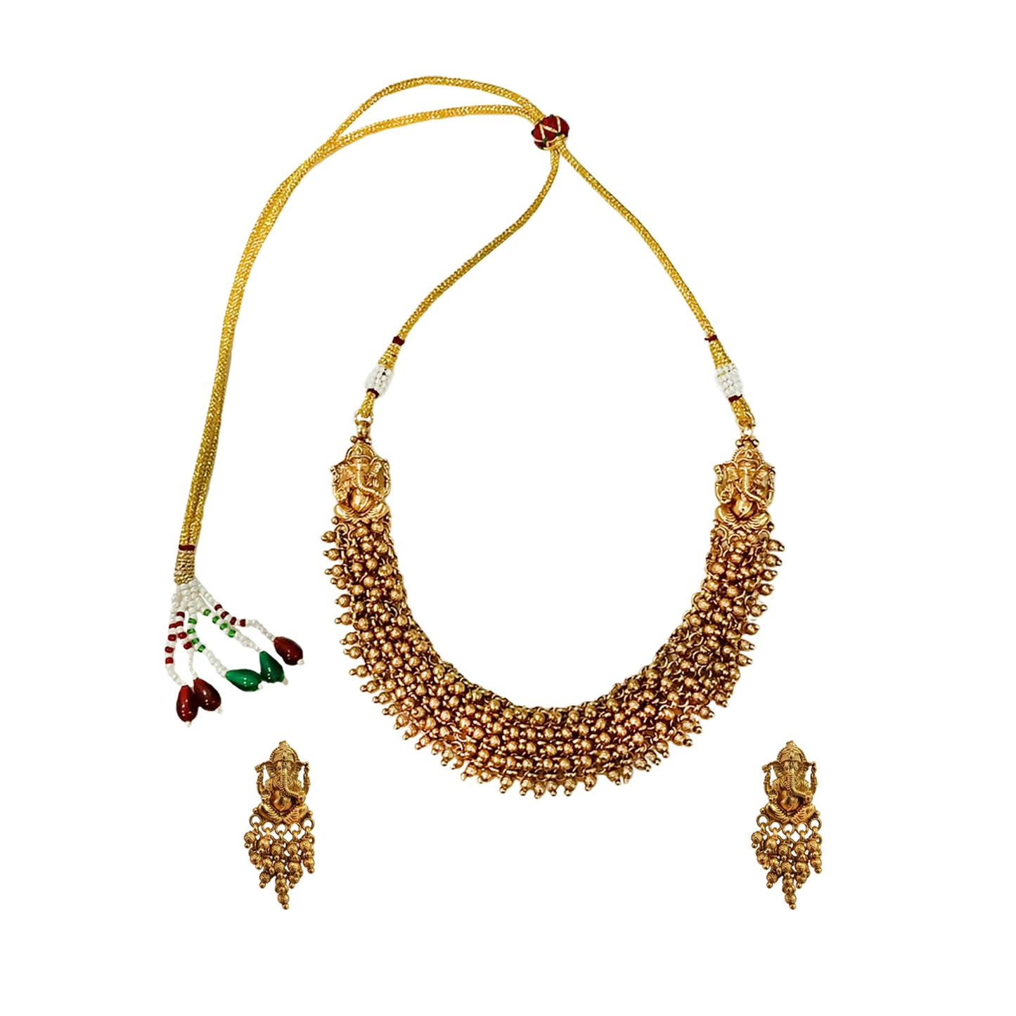 Reva Golden Beads Necklace Set