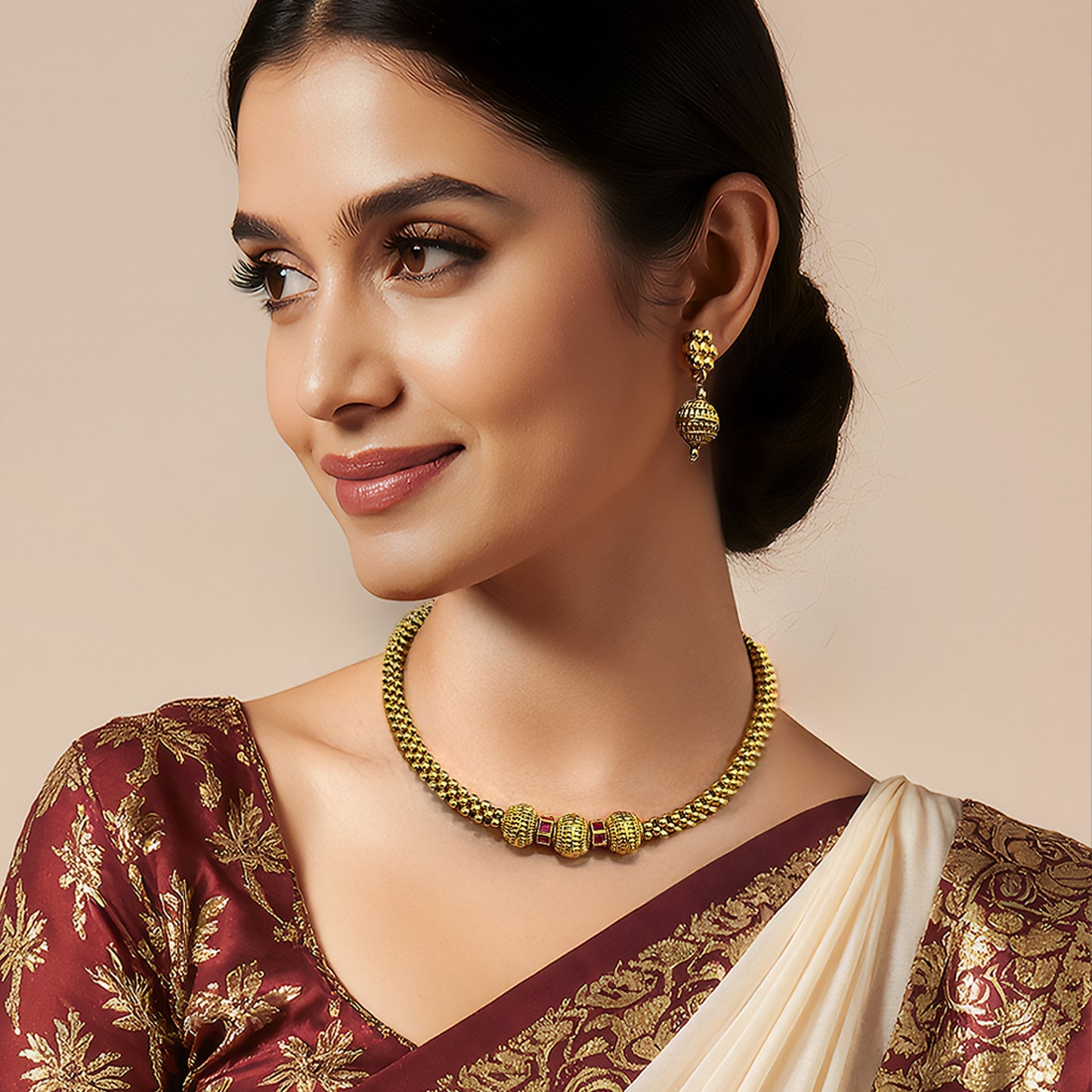 Ramya Thusi Gold Necklace Set