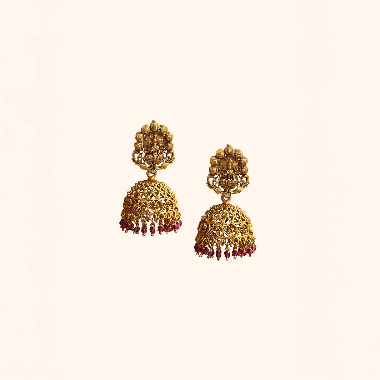 Maroon Lakshmi Jhumka Earrings