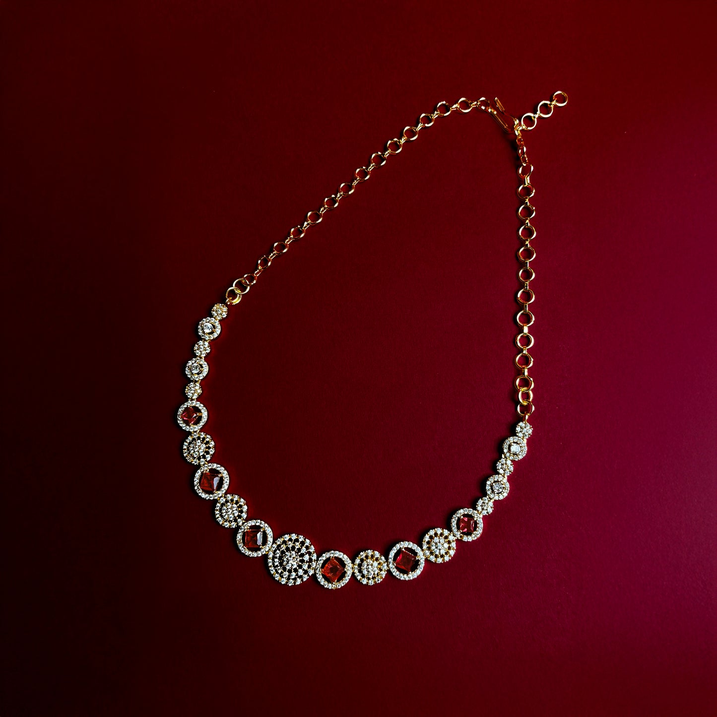 Priya Round Ruby Necklace Set