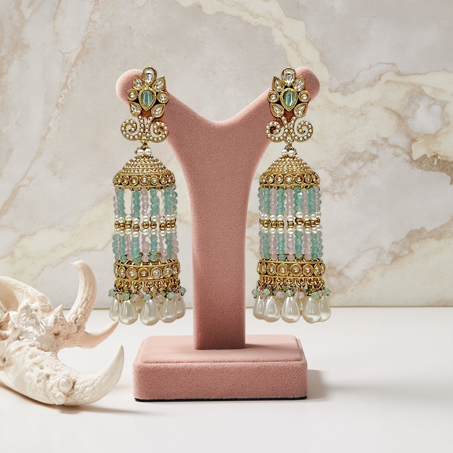 Nida Statement Beaded Jhumkas
