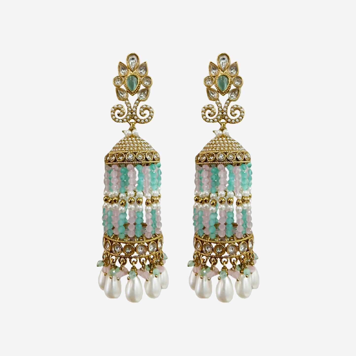 Nida Statement Beaded Jhumkas