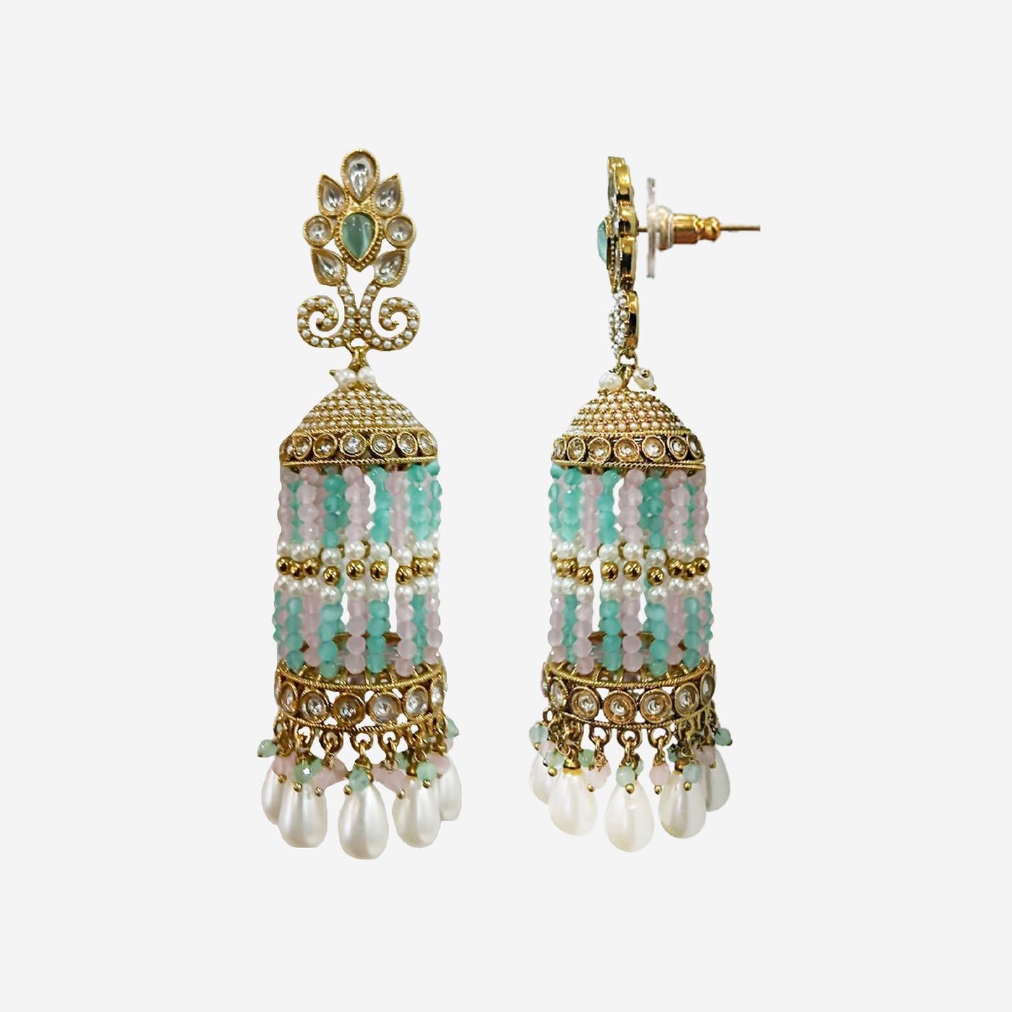 Nida Statement Beaded Jhumkas