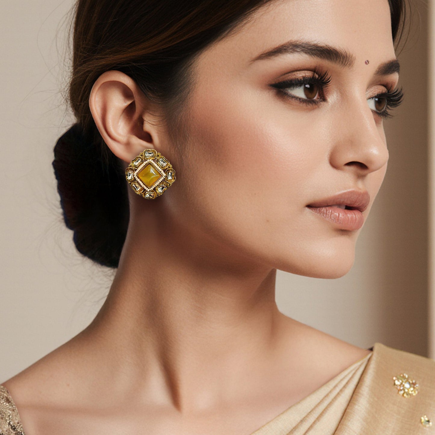 Lekha Citrine Studs