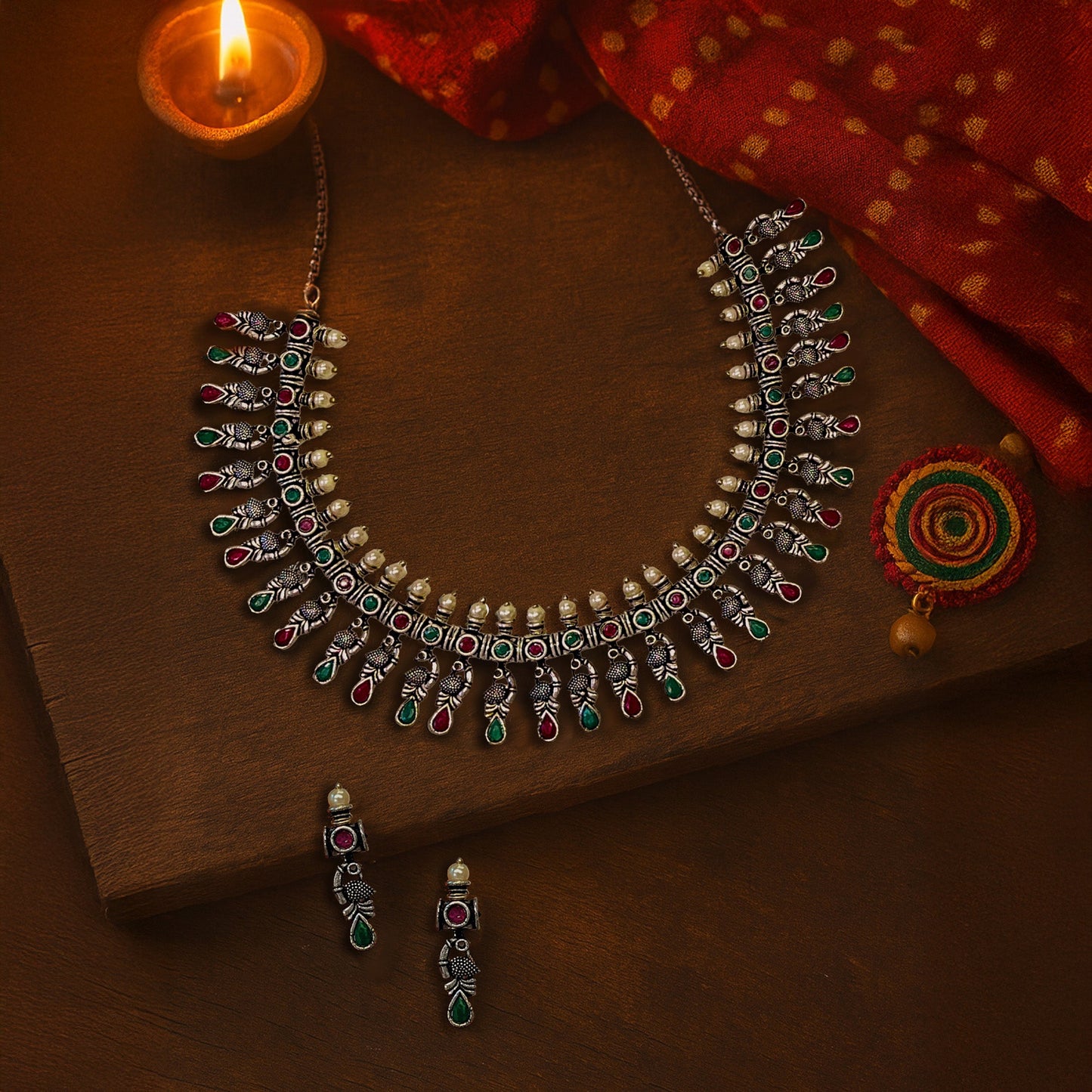 Shilpika Oxidised Necklace Set