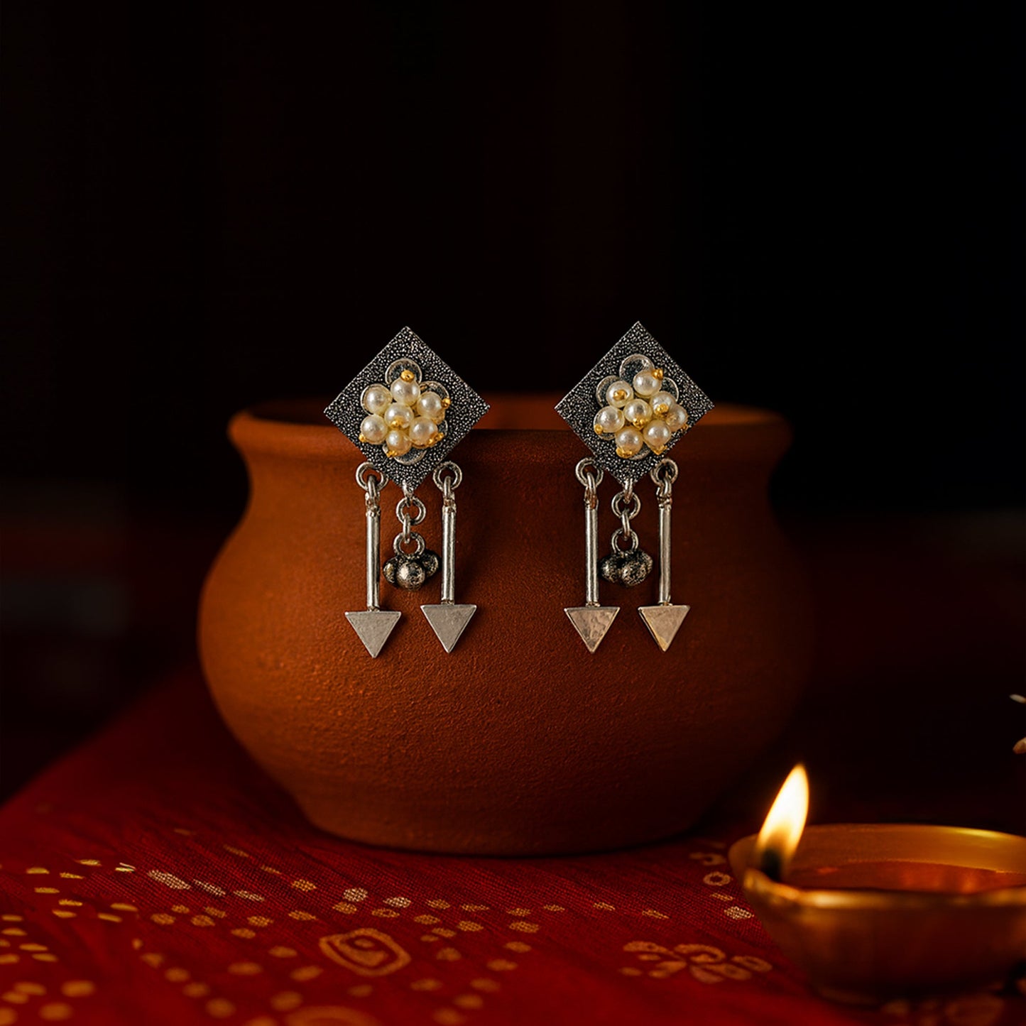 Simran Oxidised Drop Earrings
