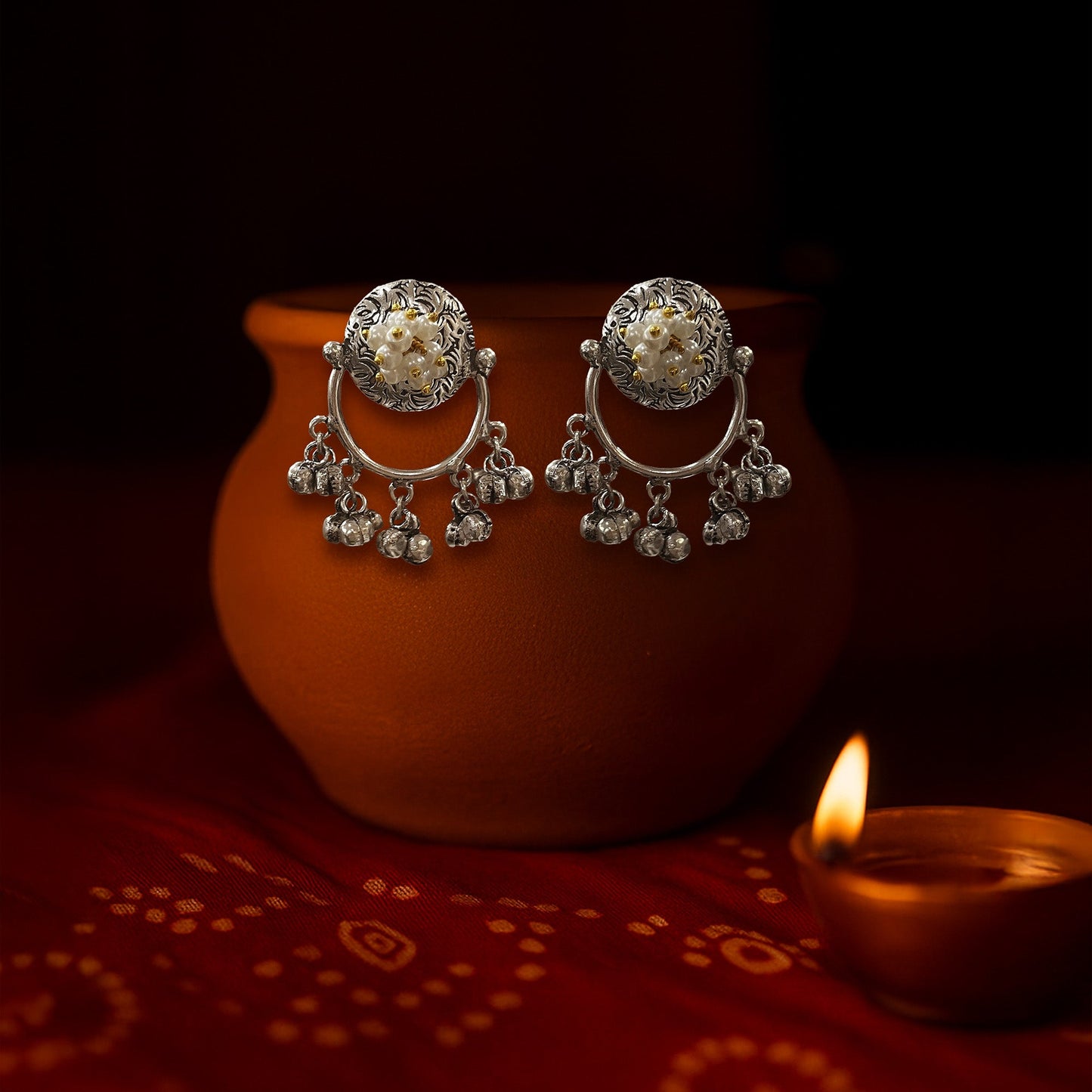 Rakhi Oxidised Drop Earrings