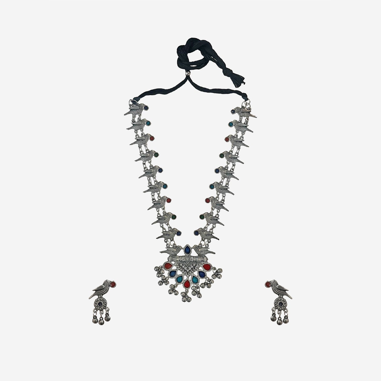 Chidiya oxidised Long Necklace Set