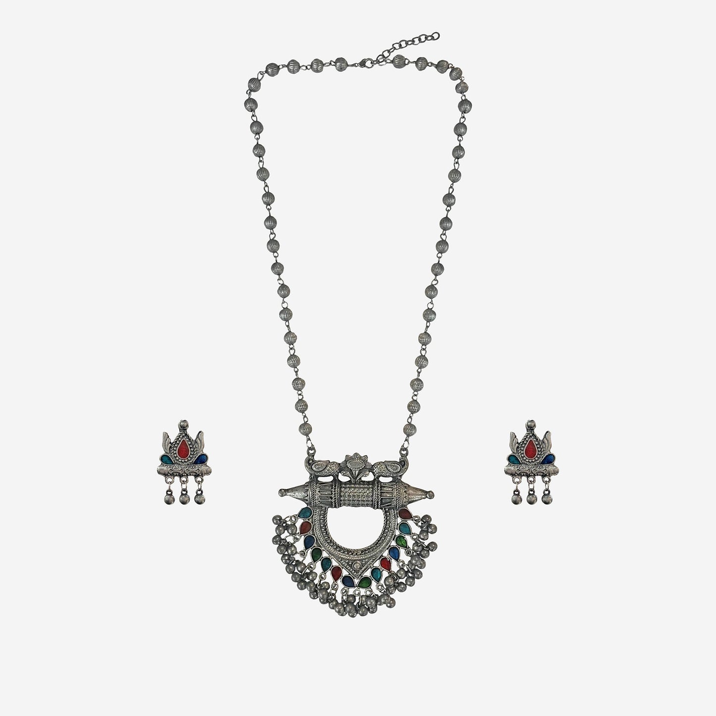 Prerna Long Oxidised Necklace Set