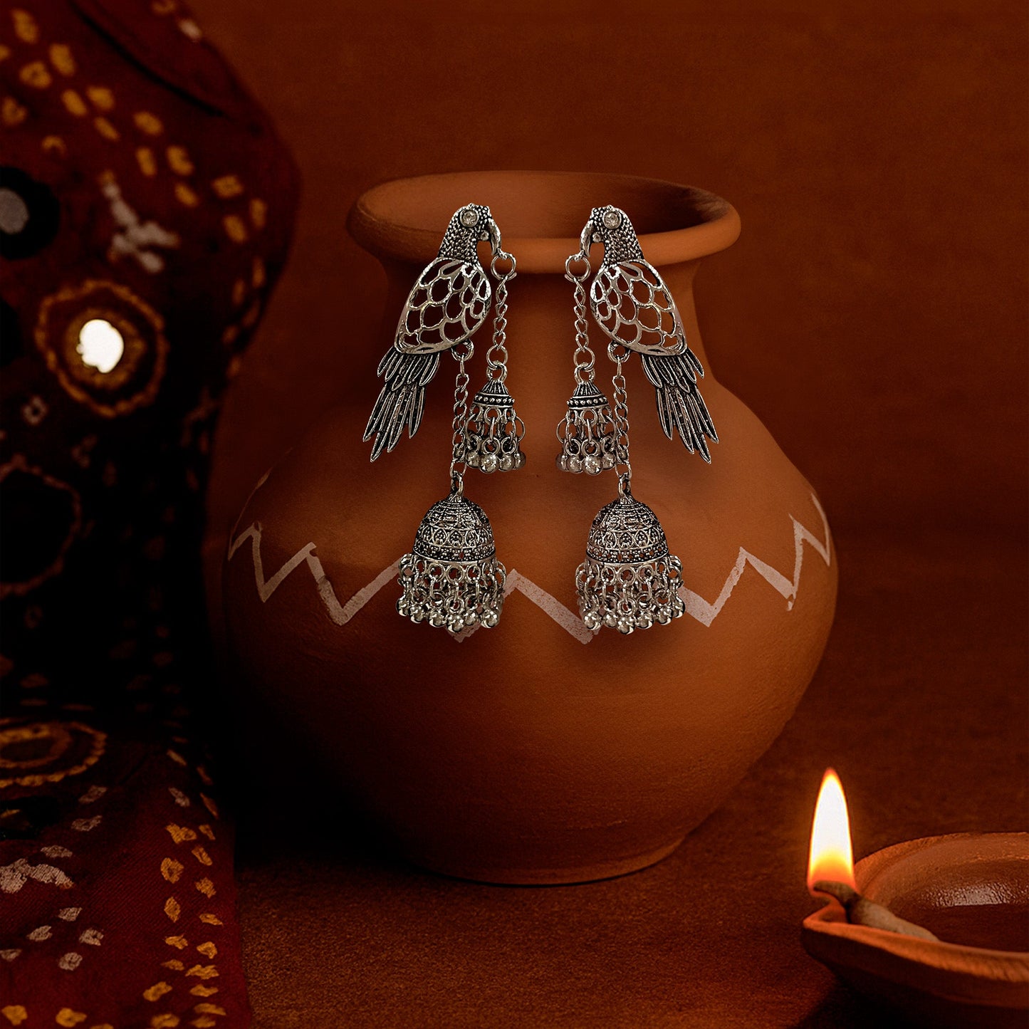 Pancchi Oxised Dangler Earrings