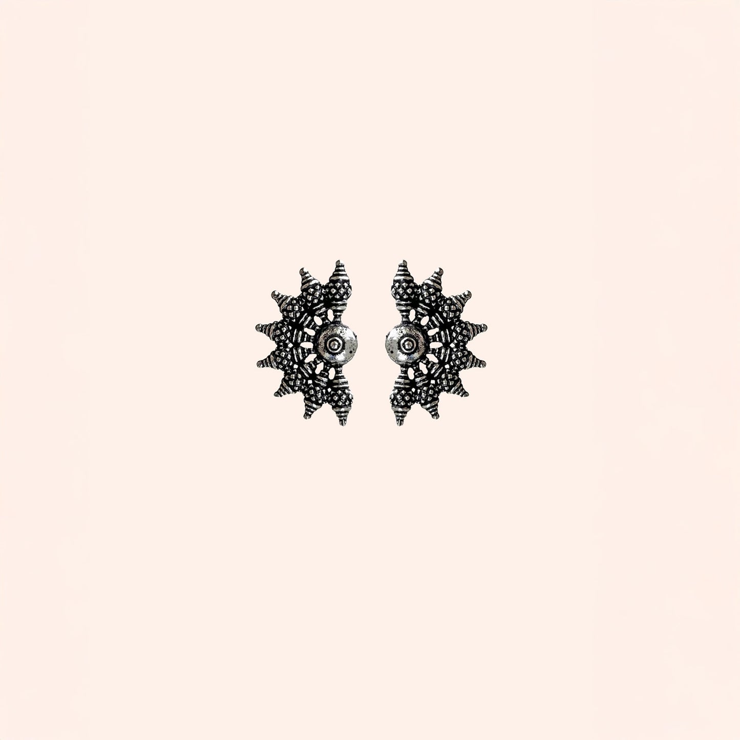 Roopa Silver Oxidized Dangler Studs