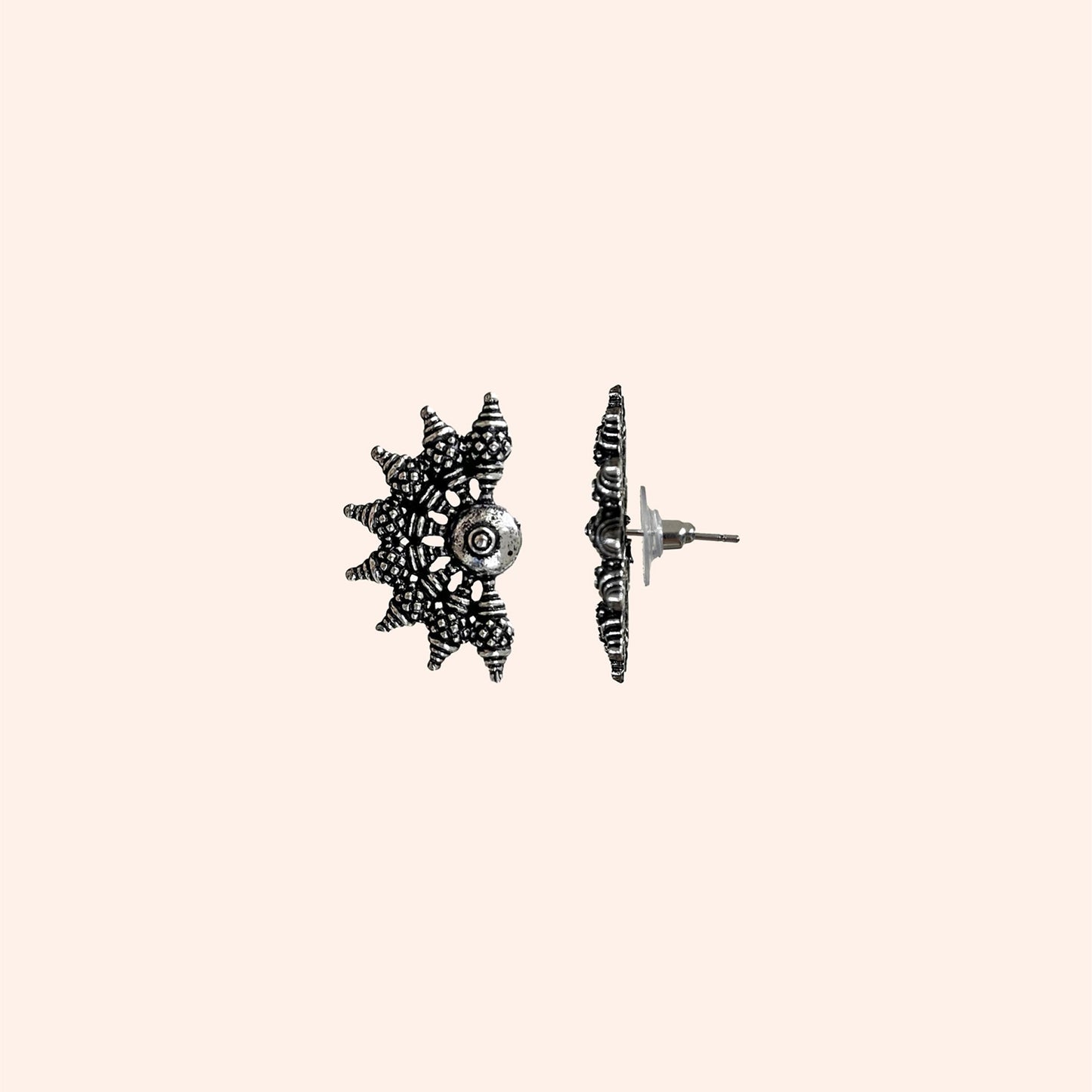 Roopa Silver Oxidized Dangler Studs