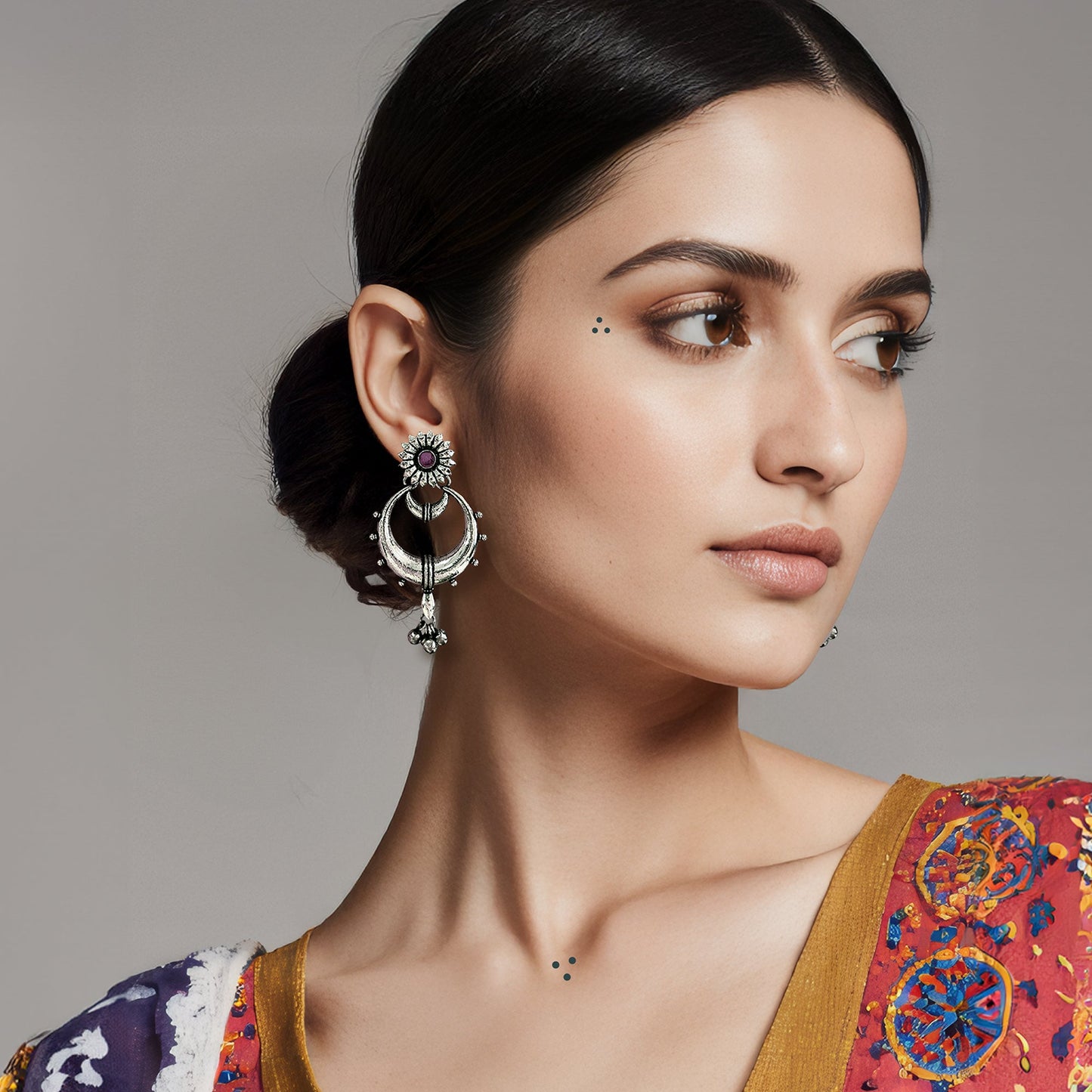 Vidhi Silver Oxidized Dangler Earrings