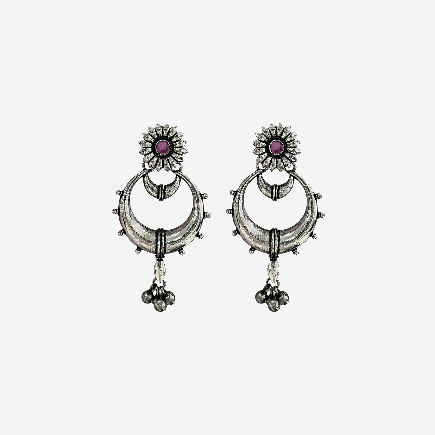Vidhi Silver Oxidized Dangler Earrings