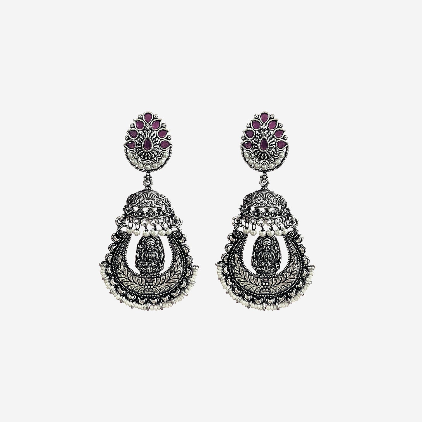 Rajika Silver Oxidized Danglers Earrings