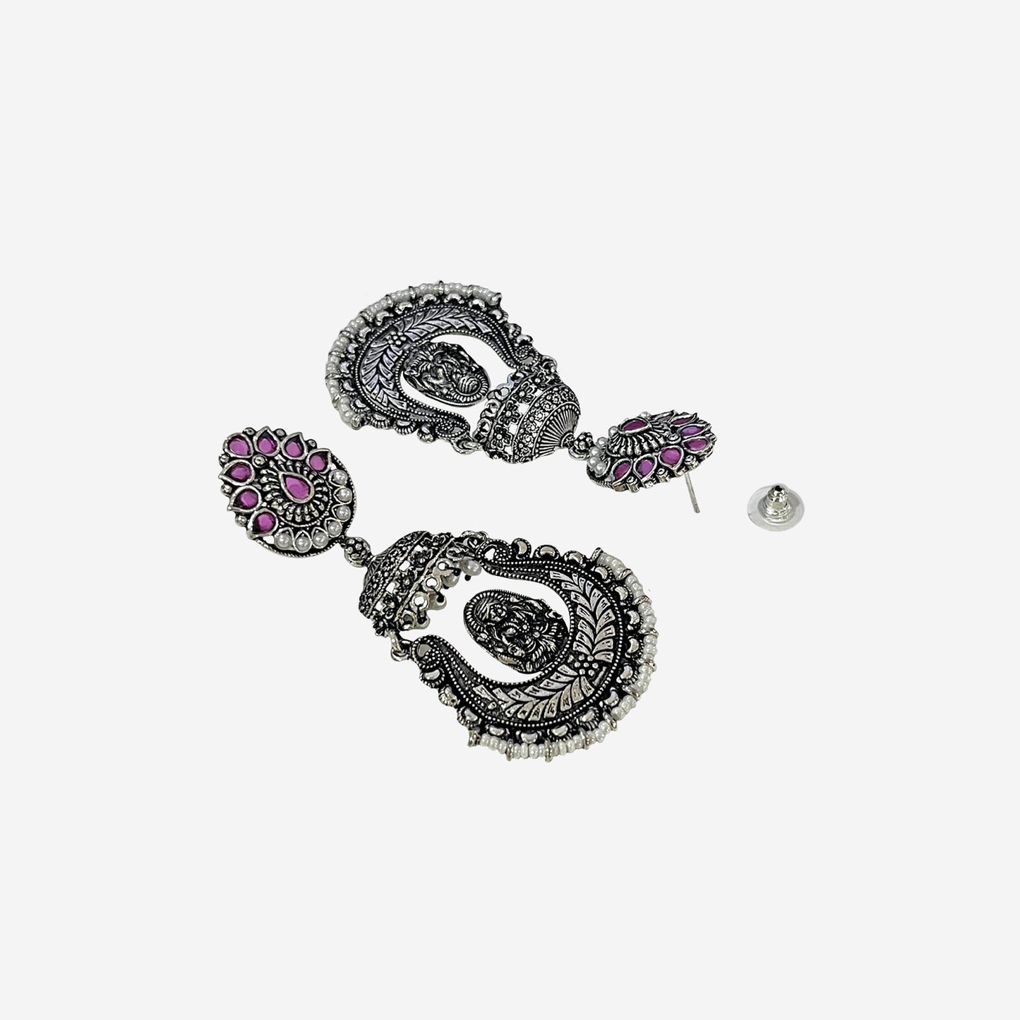 Rajika Silver Oxidized Danglers Earrings